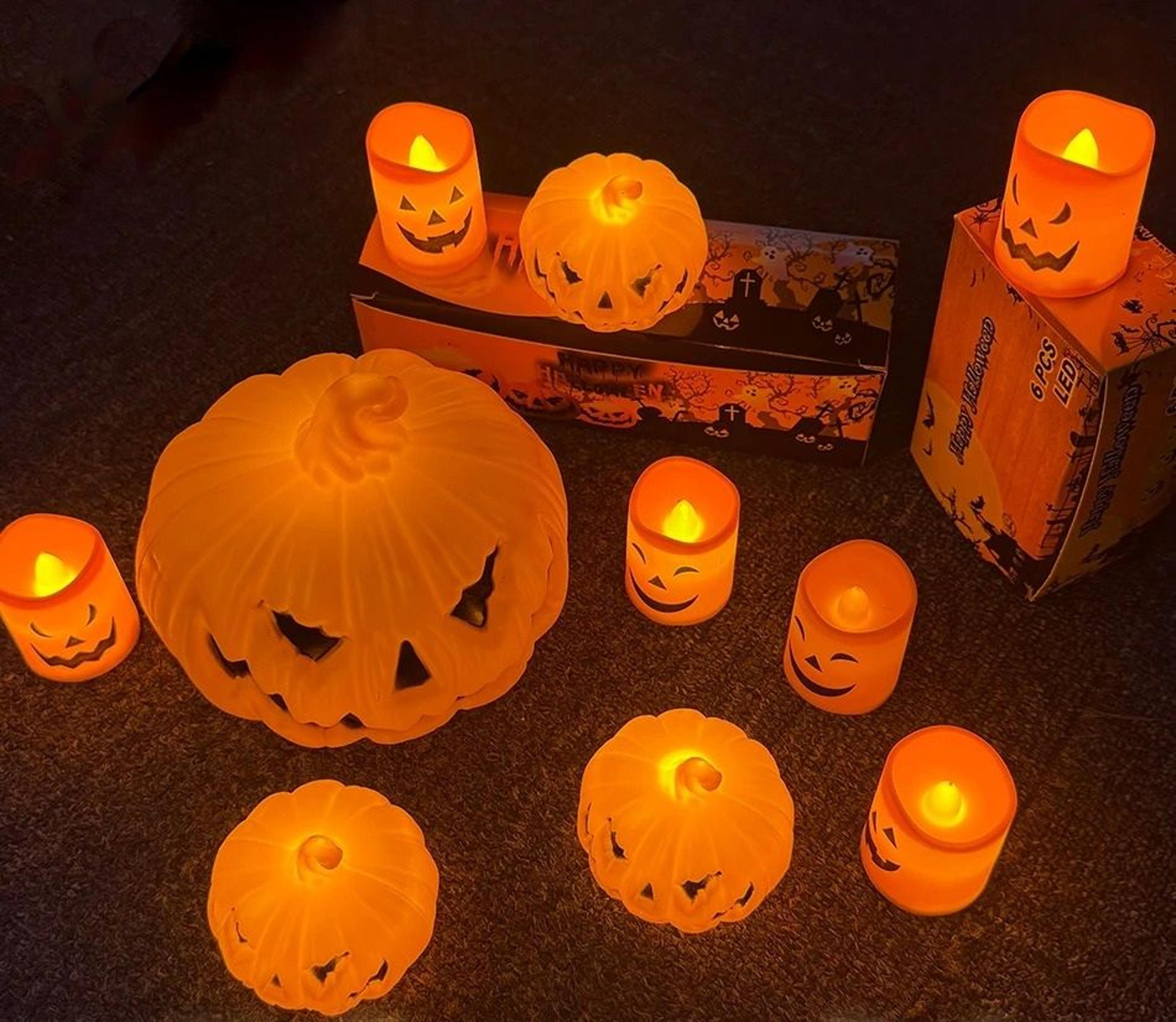 3pcs halloween led pumpkin, skull & ghost lantern set