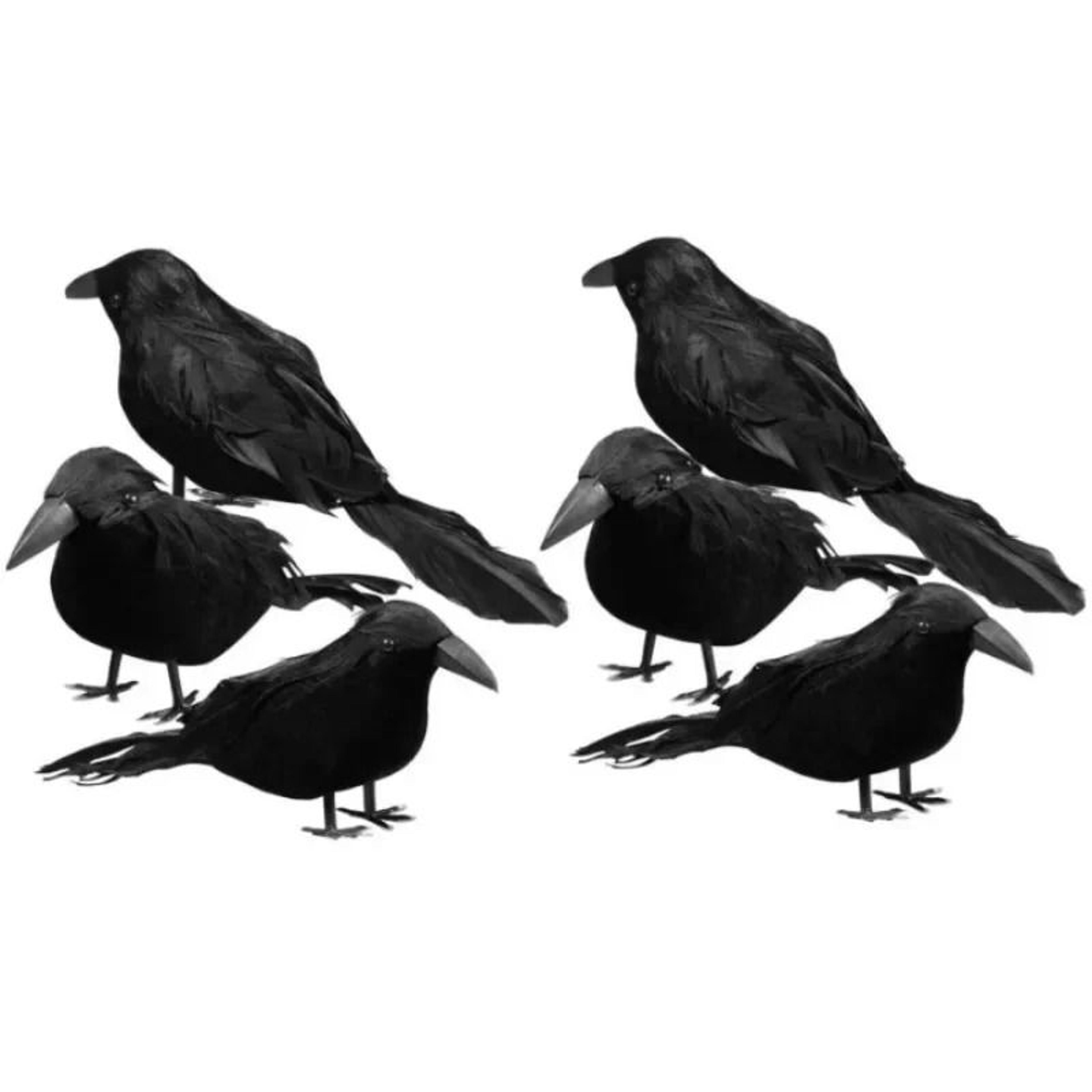 6pcs realistic artificial halloween crows decor