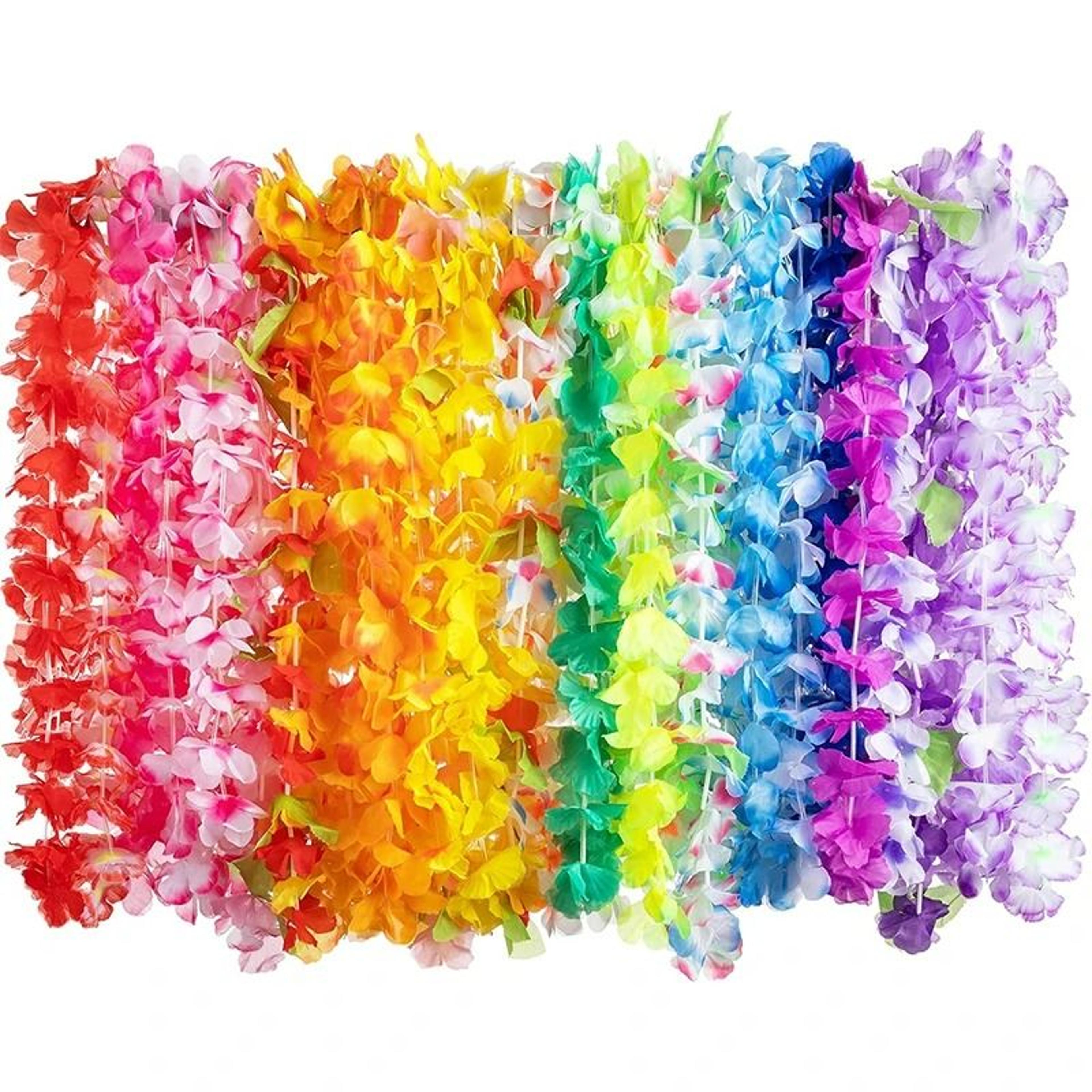 50-piece hawaiian flower lei necklace set