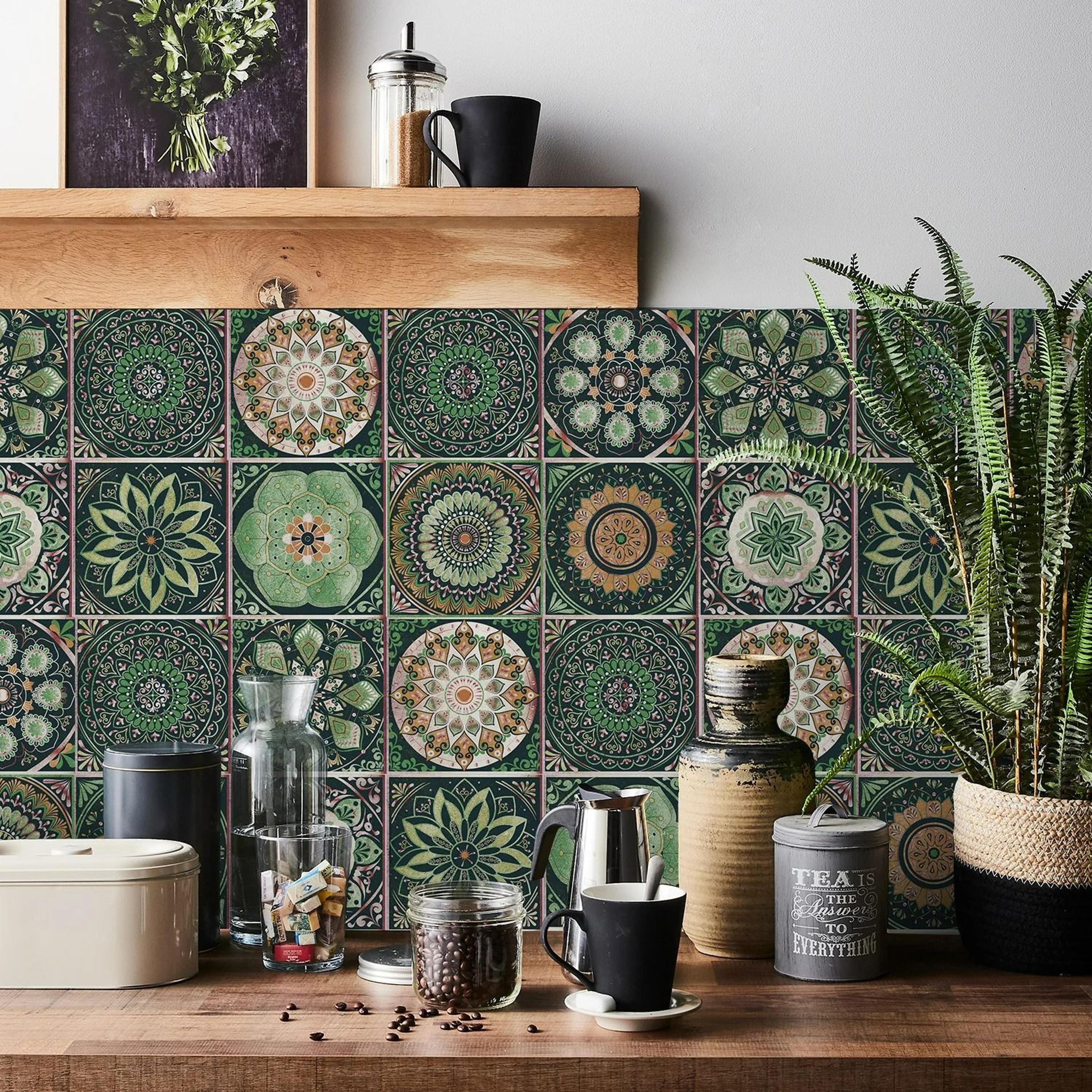 24-piece light color peel-and-stick tile stickers