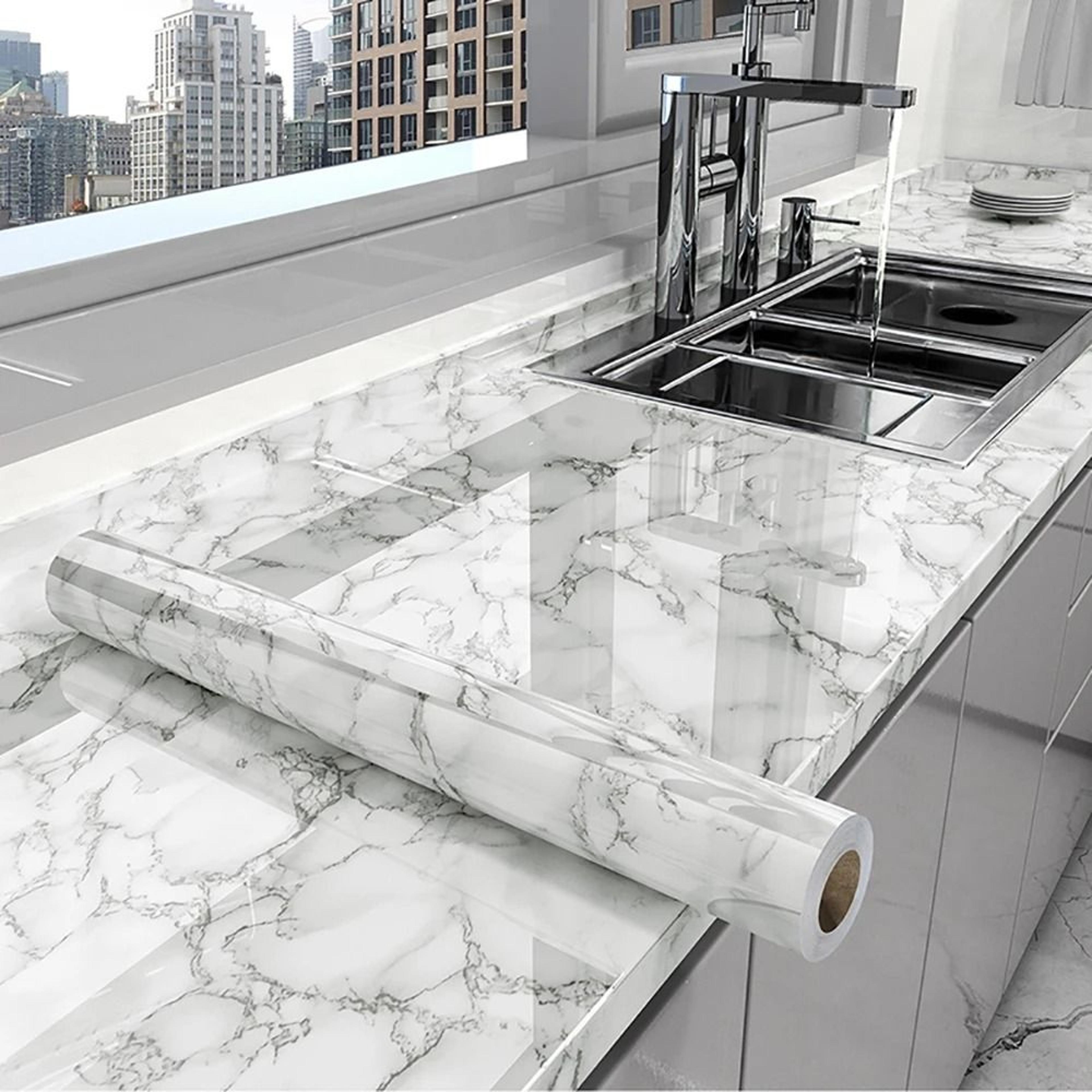 oil-proof self-adhesive marble wallpaper & countertop sticker