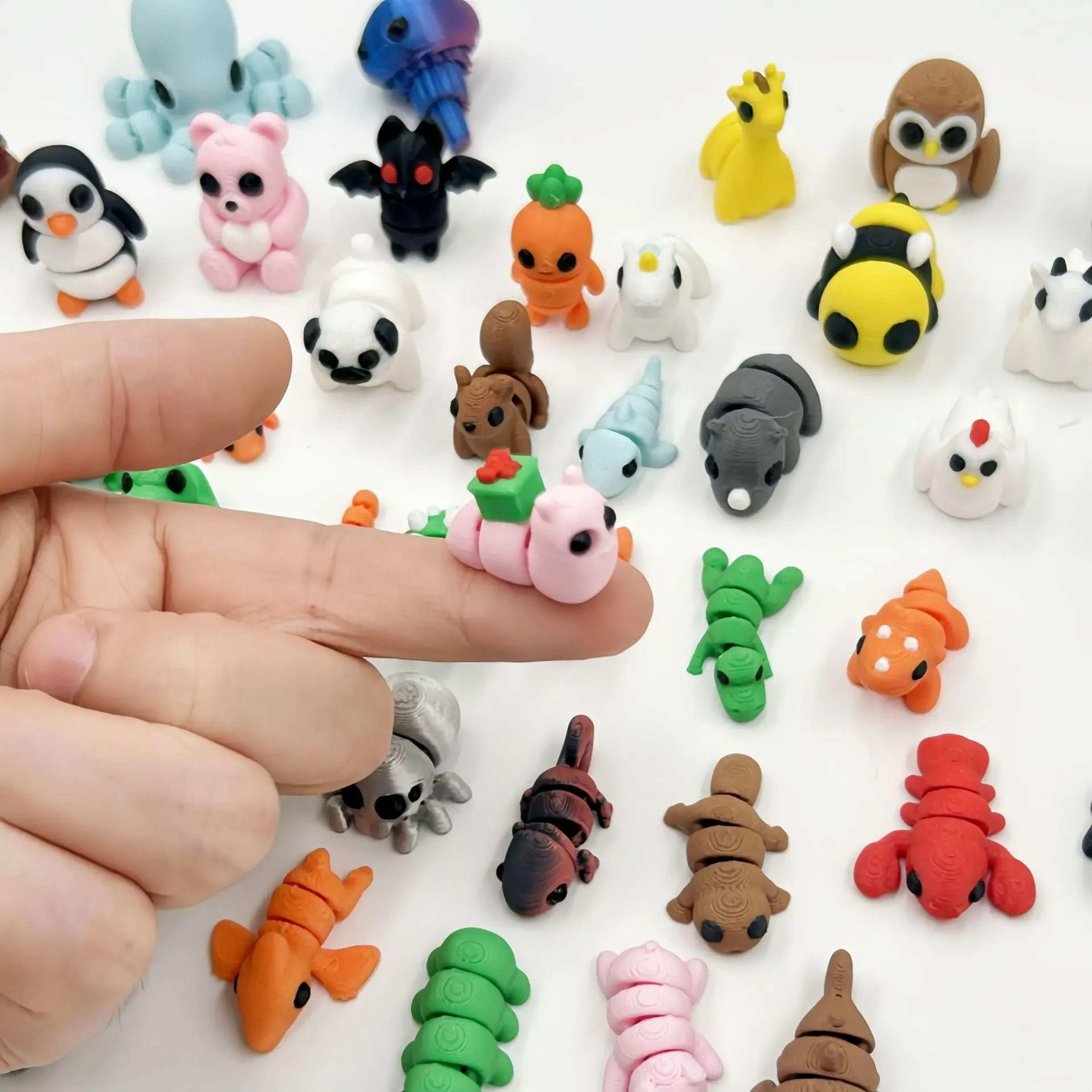 10-piece random 3d printed mini animal action figure set