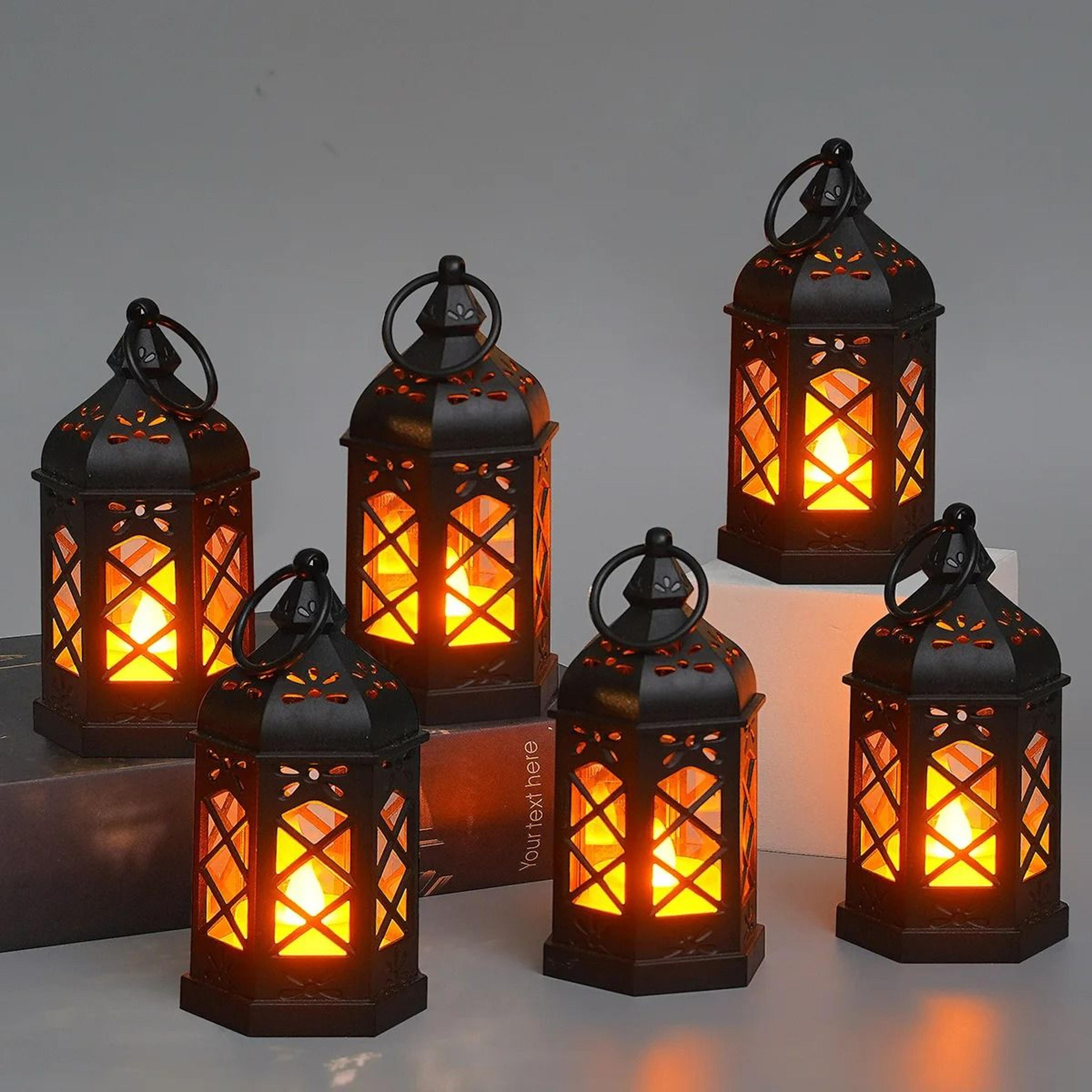 retro hexagonal led wind lamp candle lantern