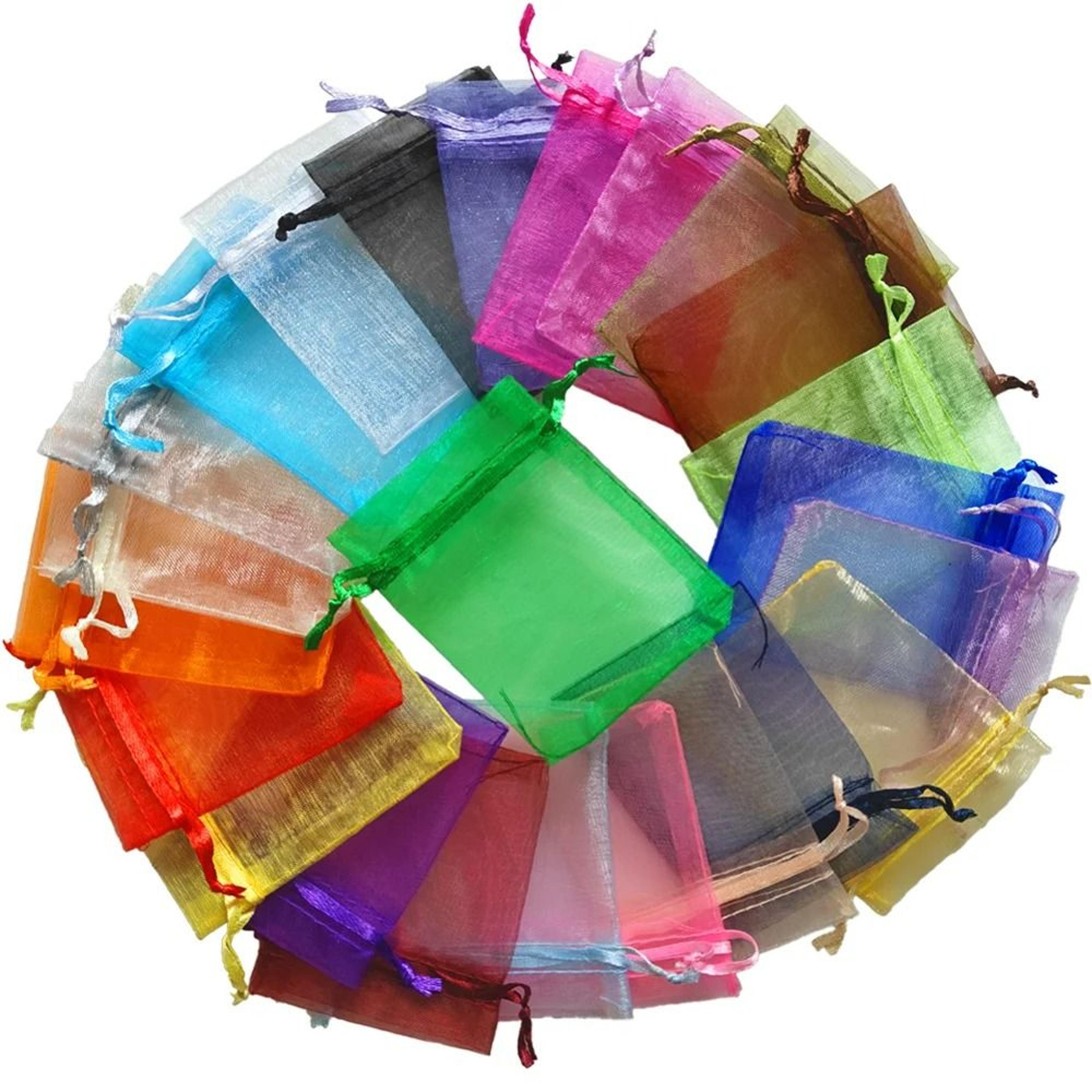 25-piece multicolor organza drawstring gift bags