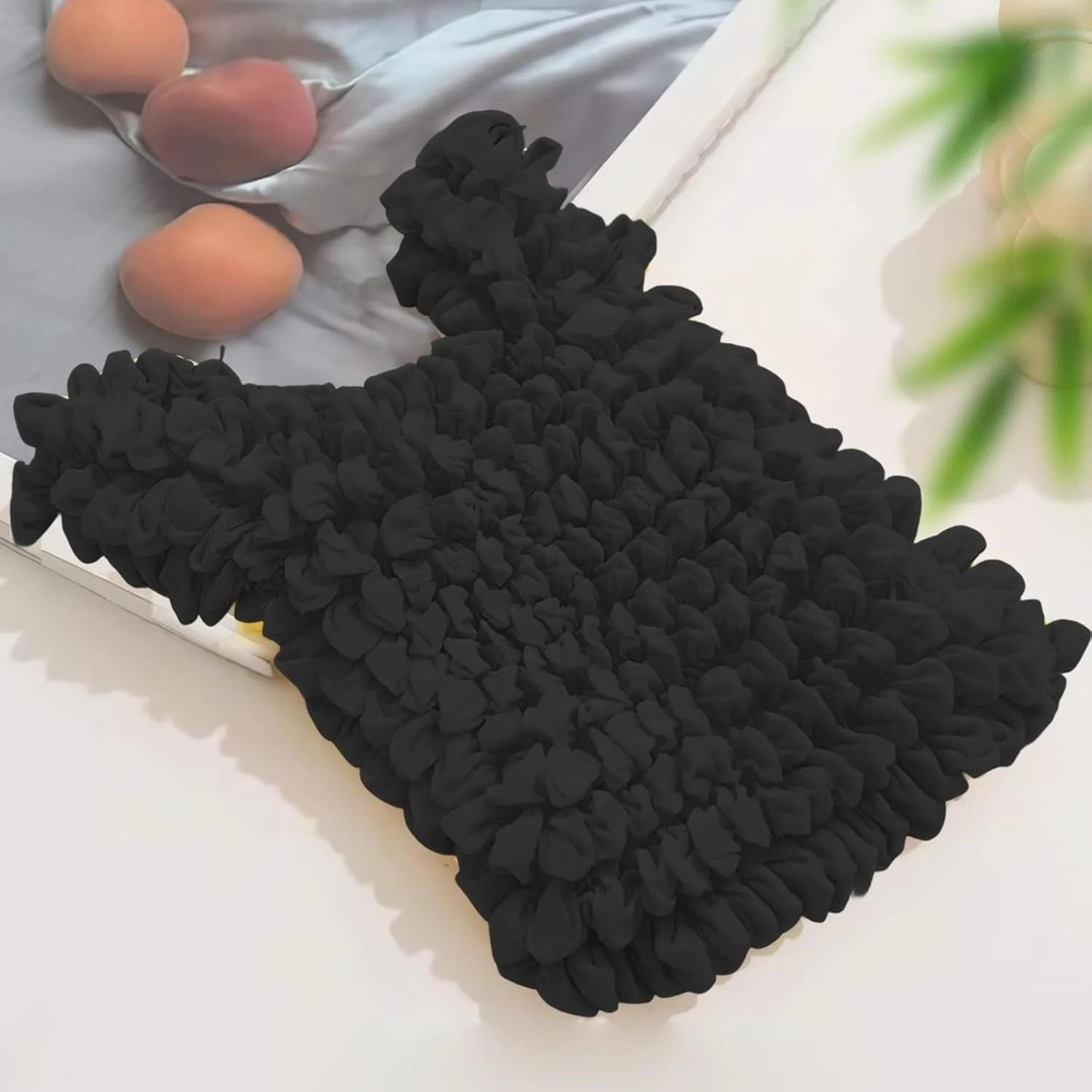 black bubble crepe textured hedgehog shoulder bag