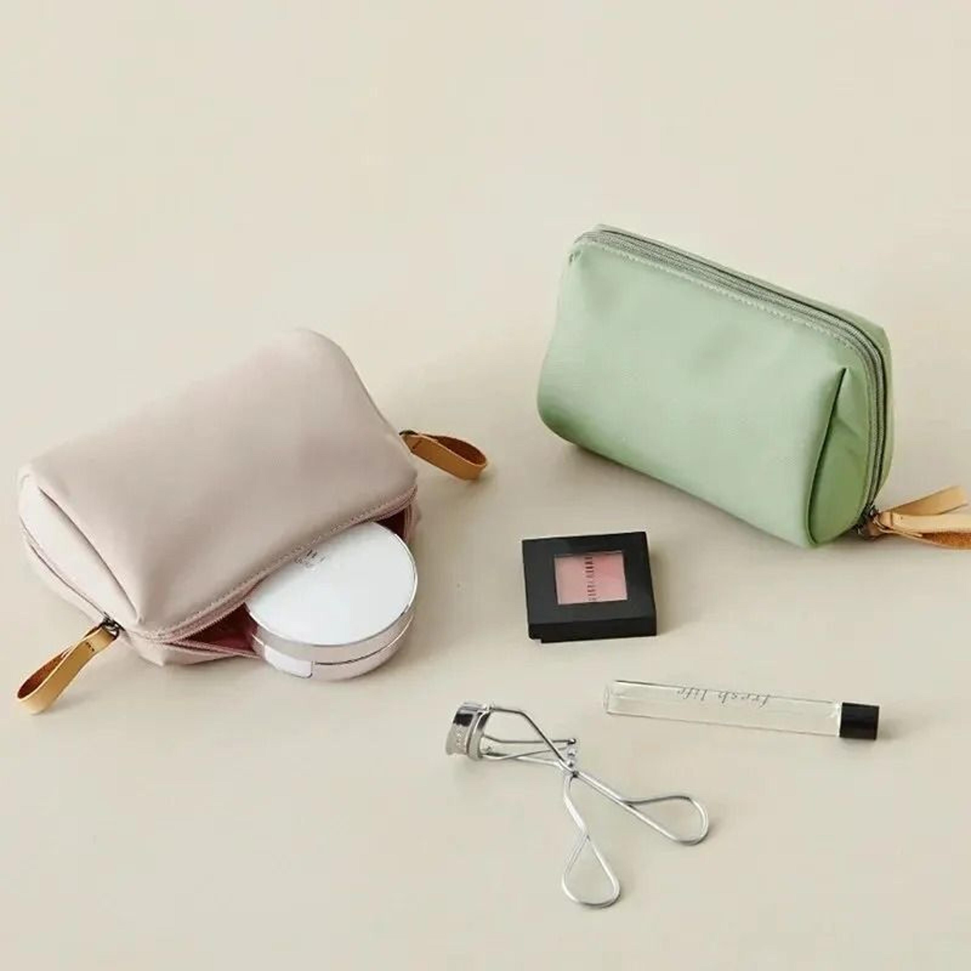women's solid color waterproof cosmetic makeup bag