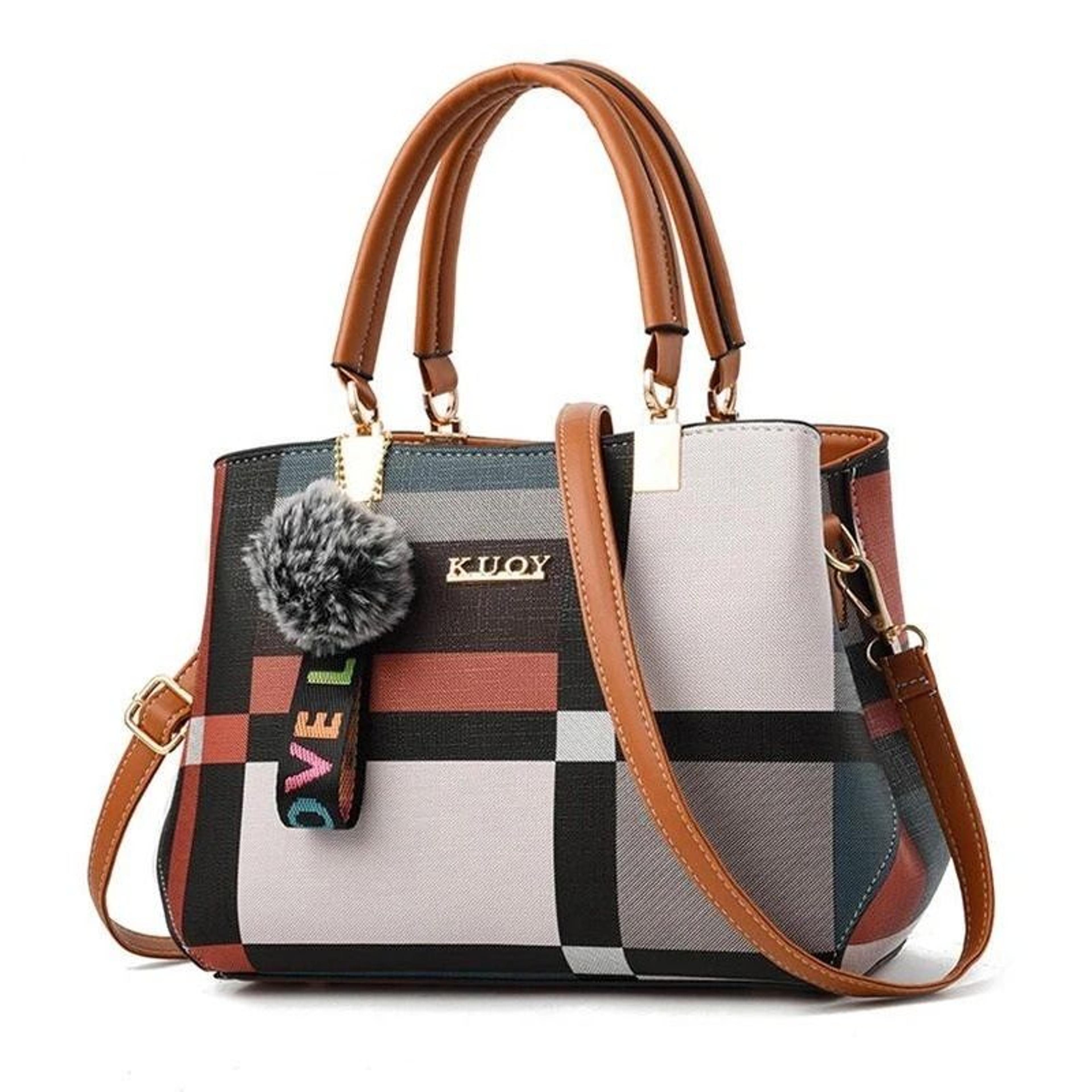 women's luxury plaid stitching shoulder messenger bag