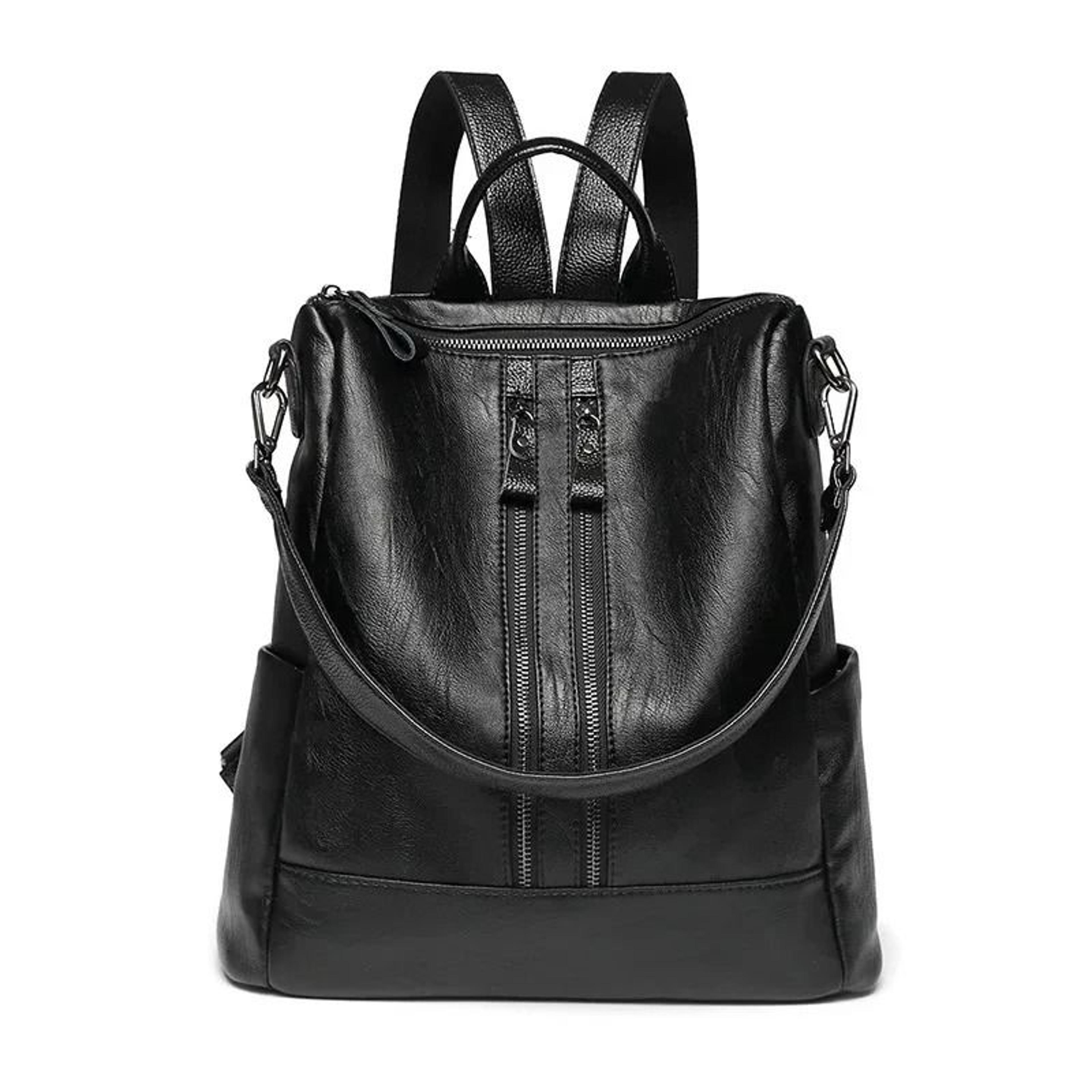 women's soft leather casual travel backpack
