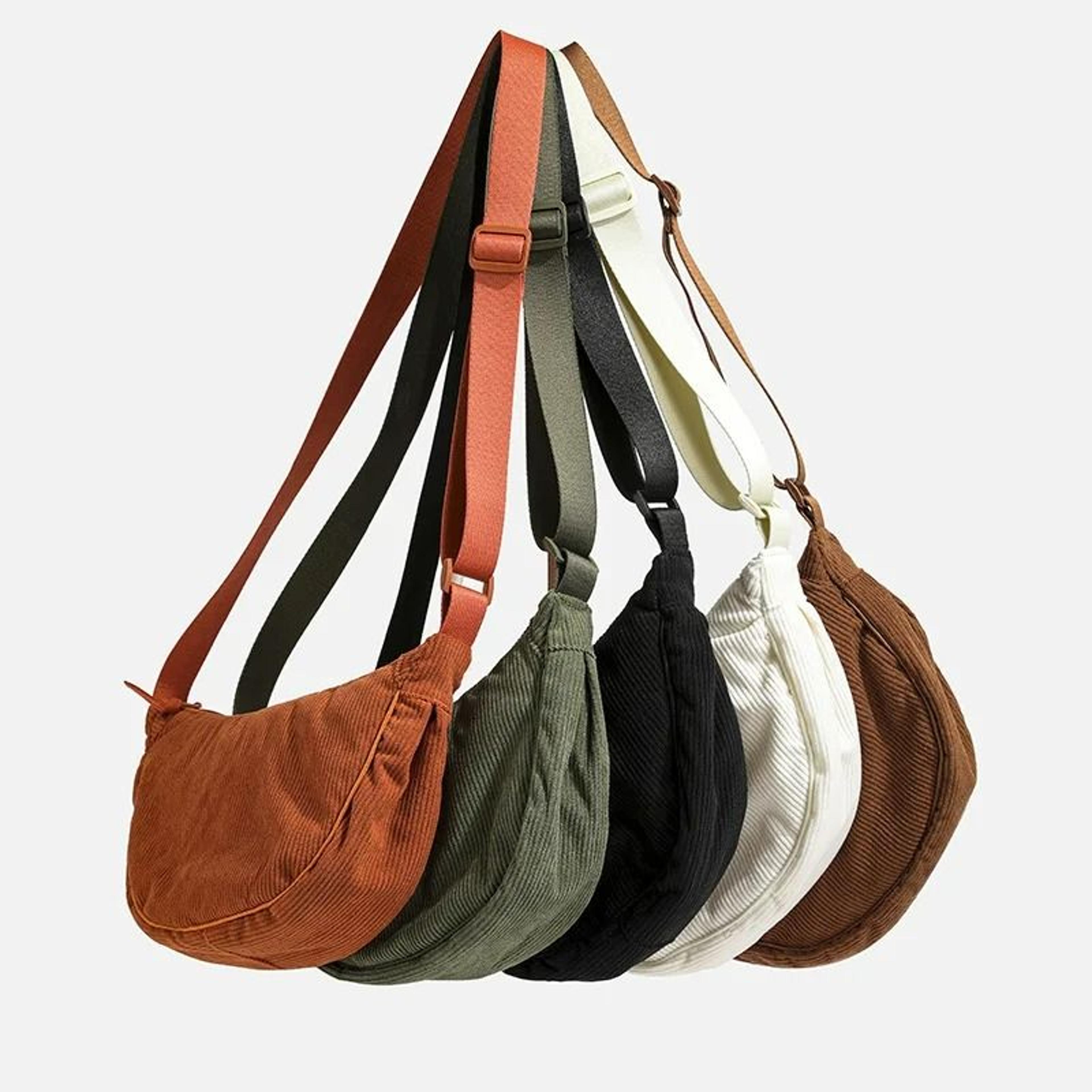 women's solid color corduroy hobo shoulder bag