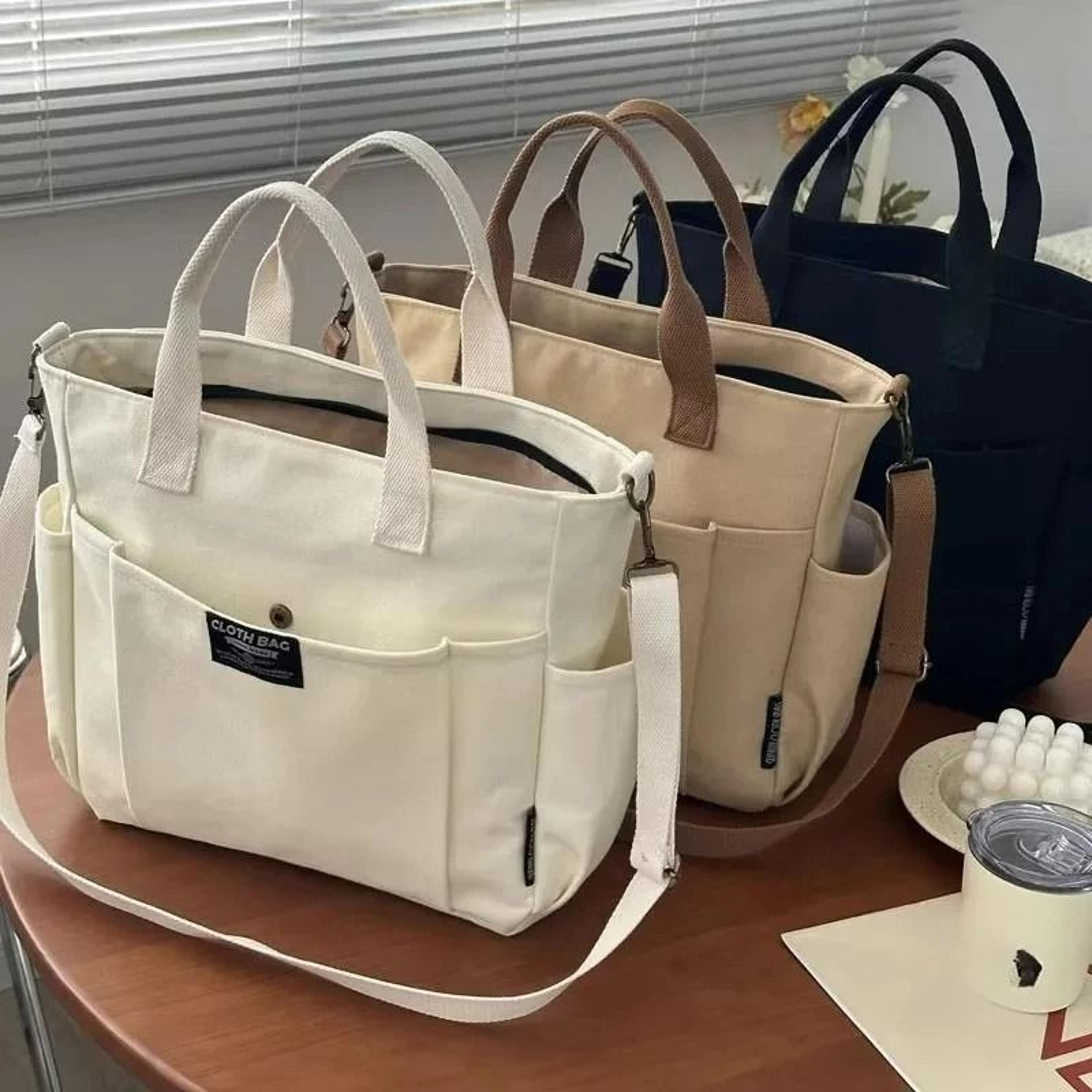 women's urban minimalist horizontal canvas crossbody tote