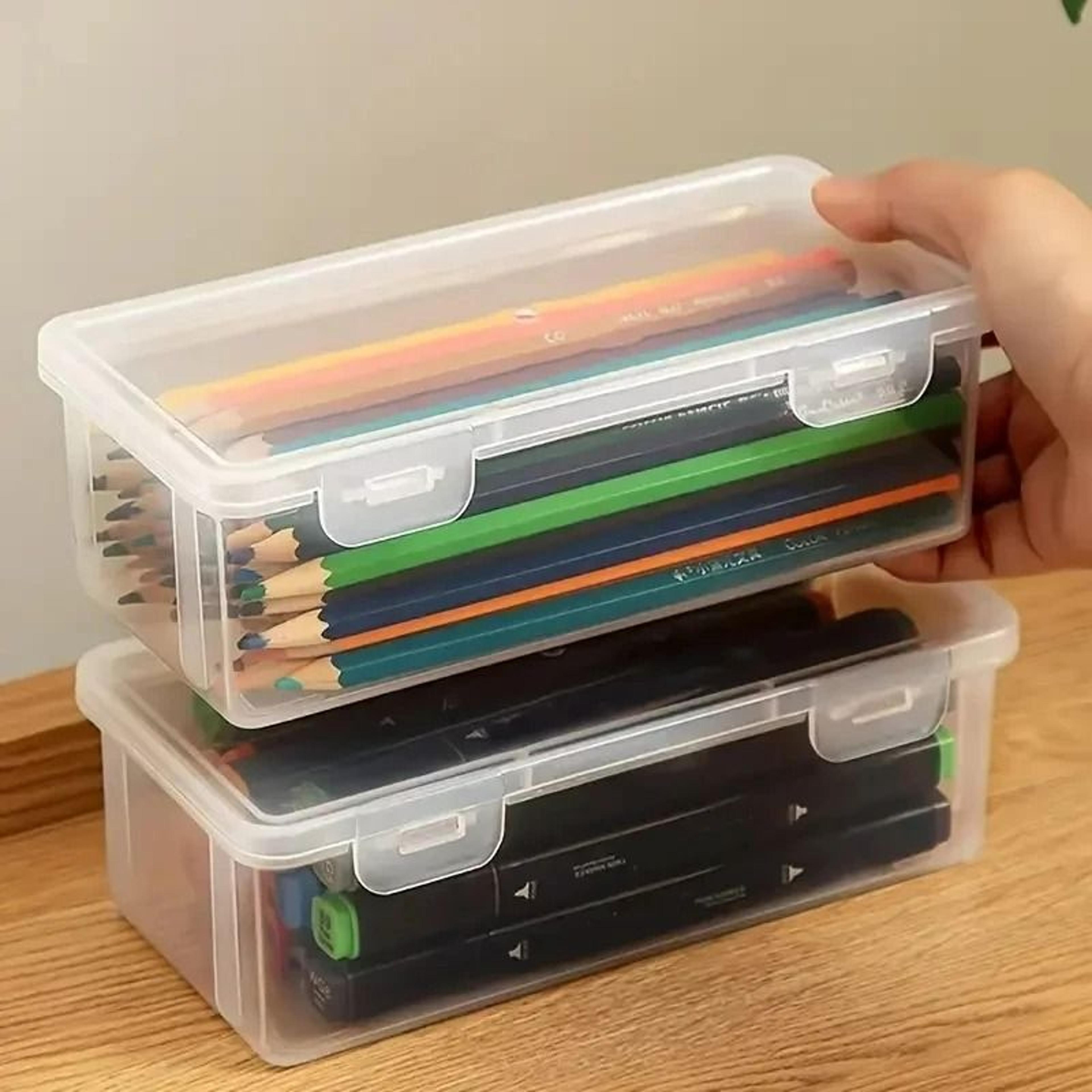 transparent plastic pencil & storage organizer box