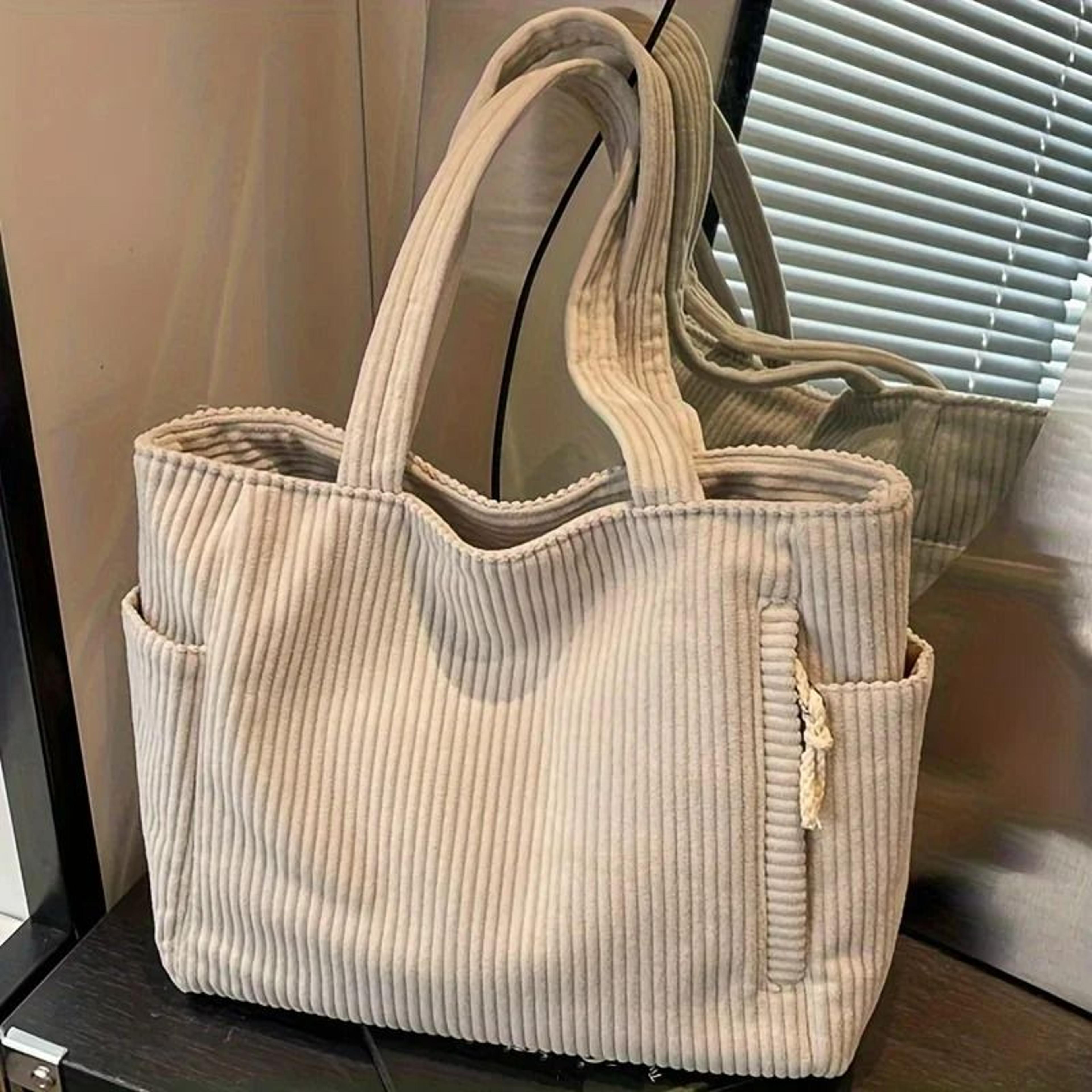 casual corduroy zippered commuter handbag