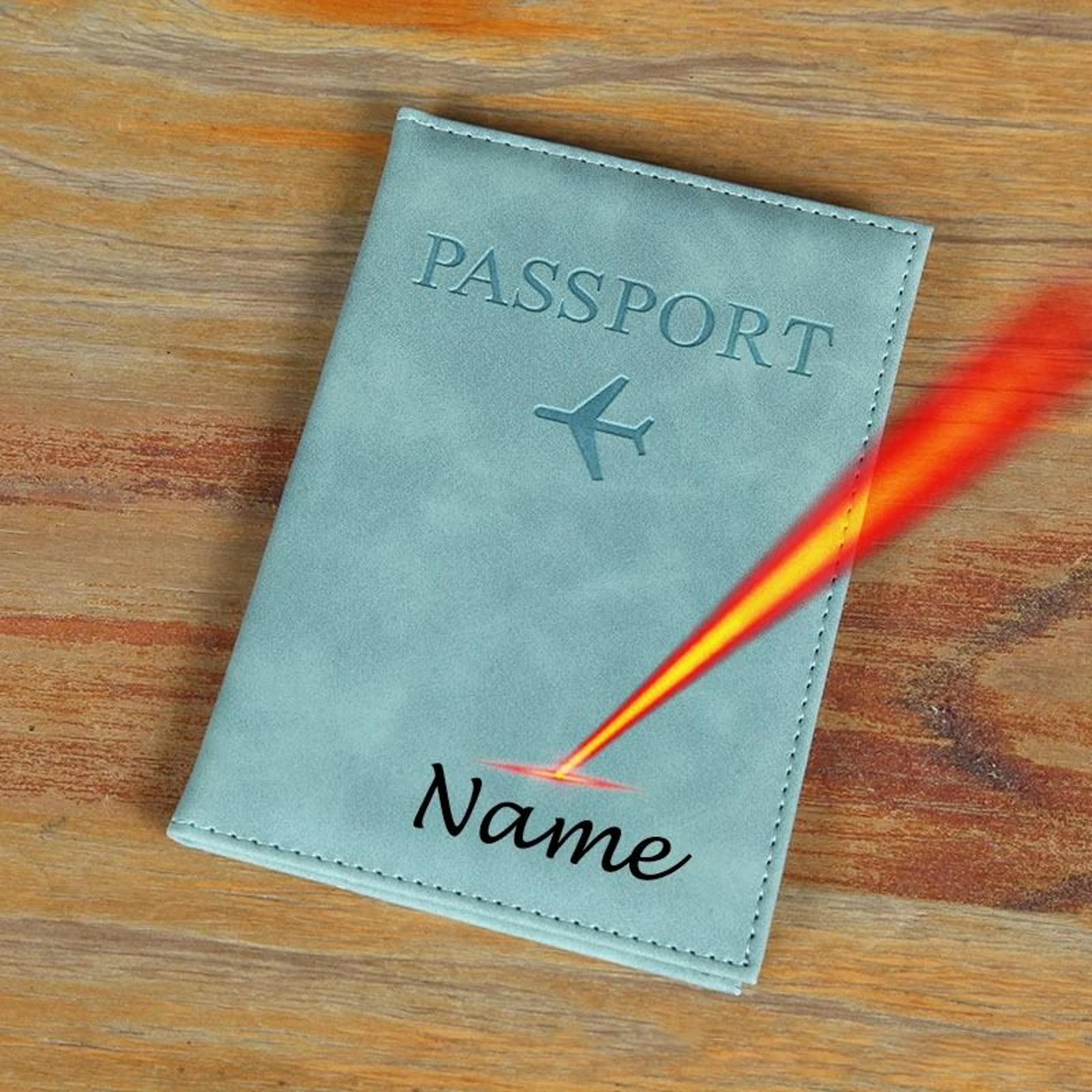 custom laser-engraved pu leather passport holder & wallet