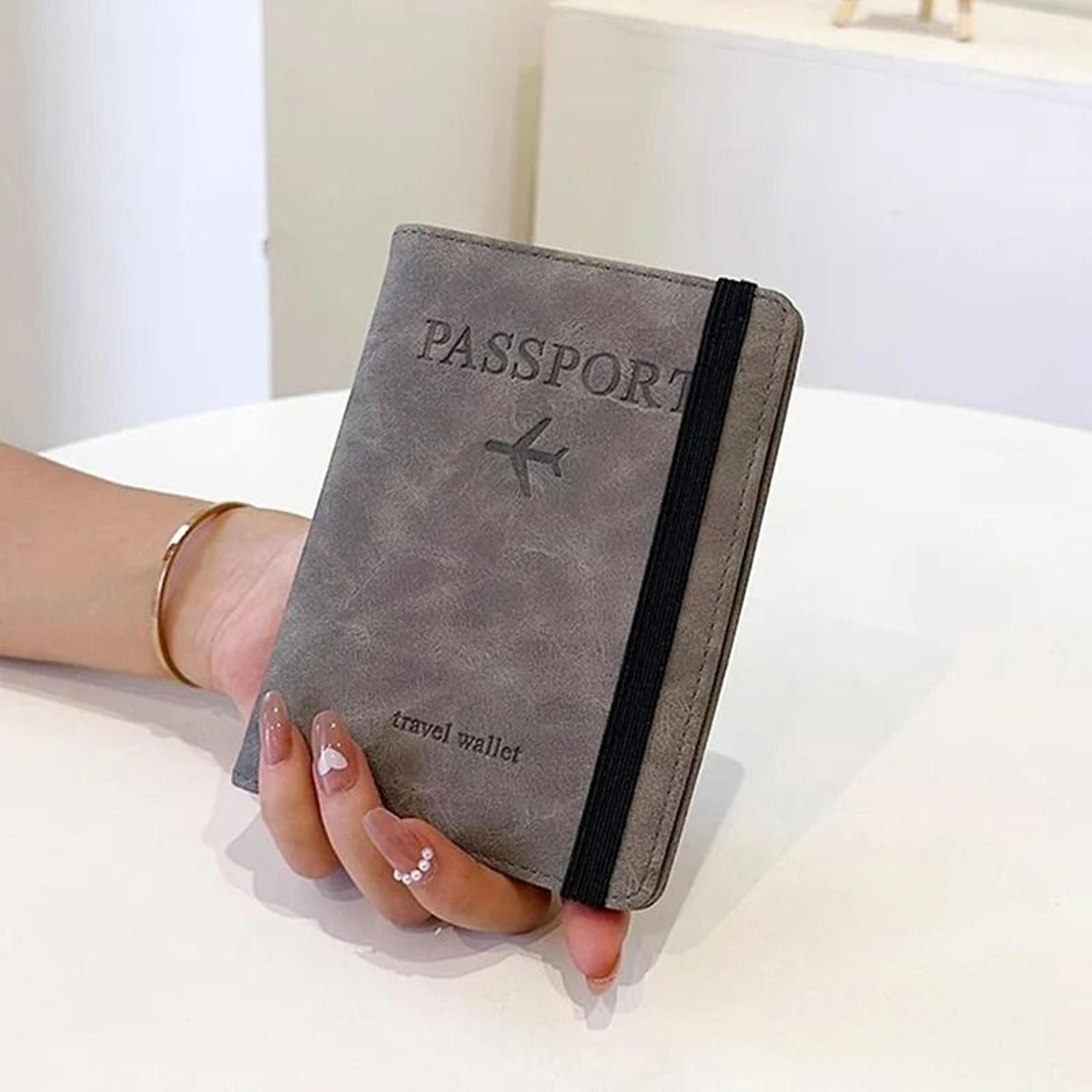 pu leather passport & business card wallet