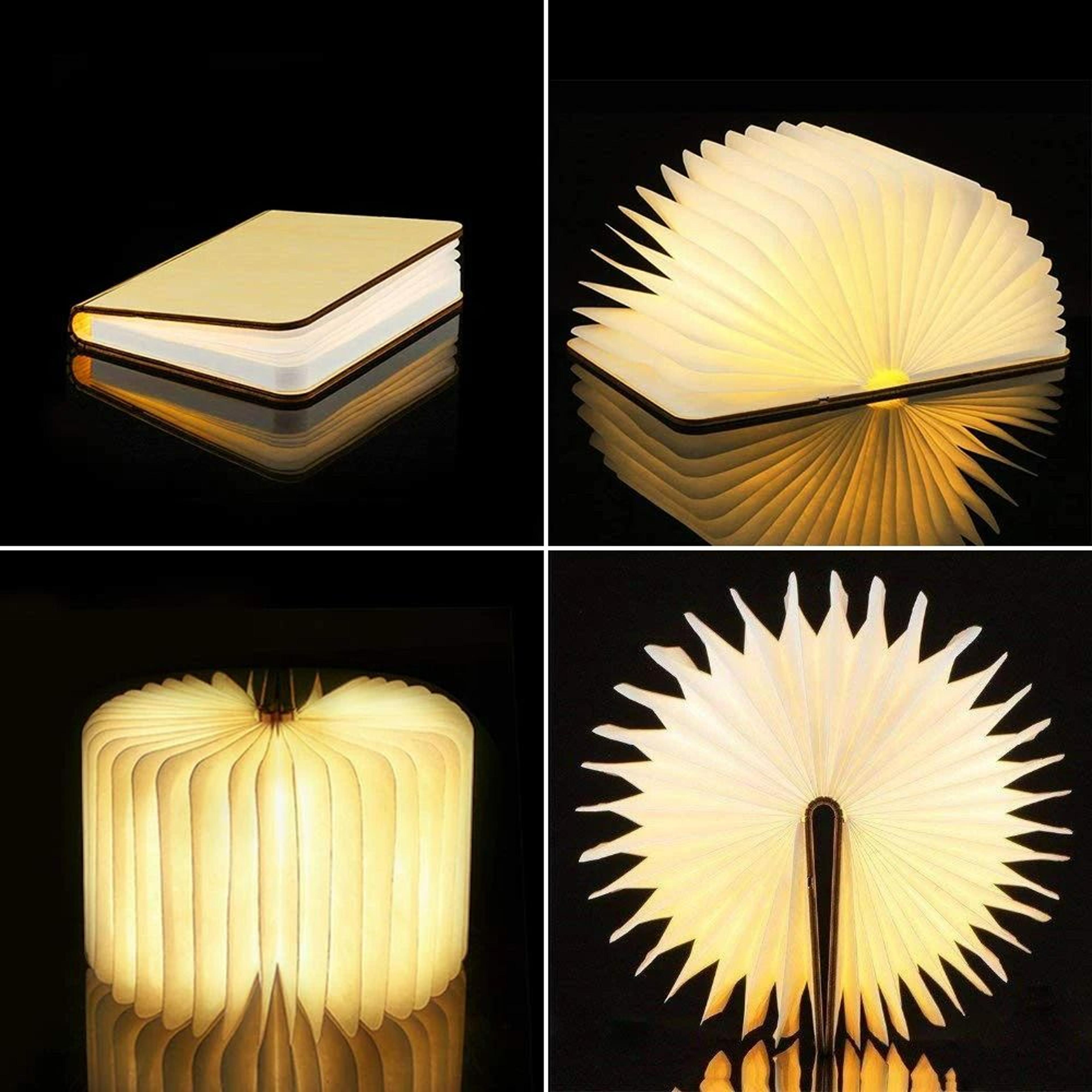 led wooden foldable book night light