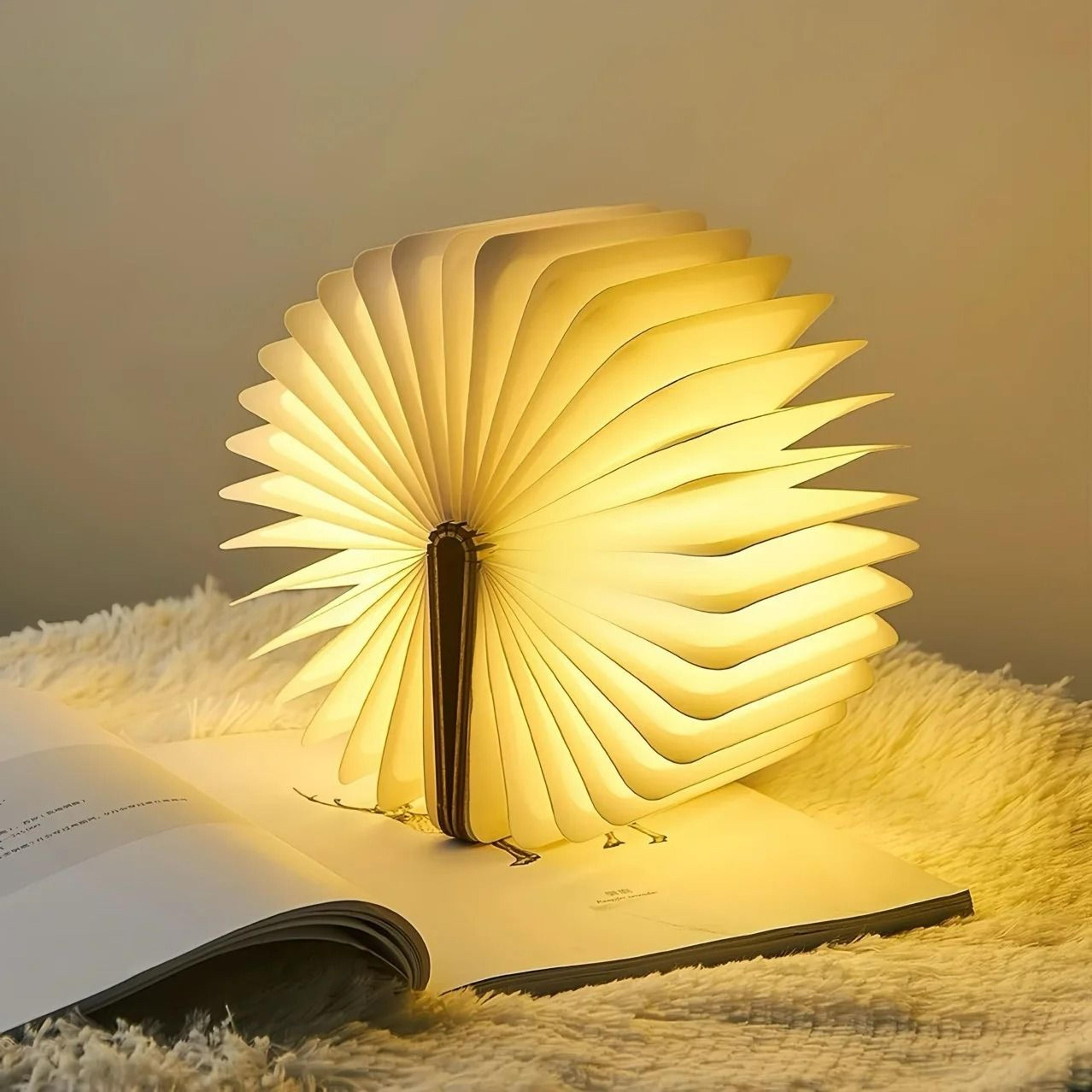 led wooden book night light with 3-color & rgb lighting