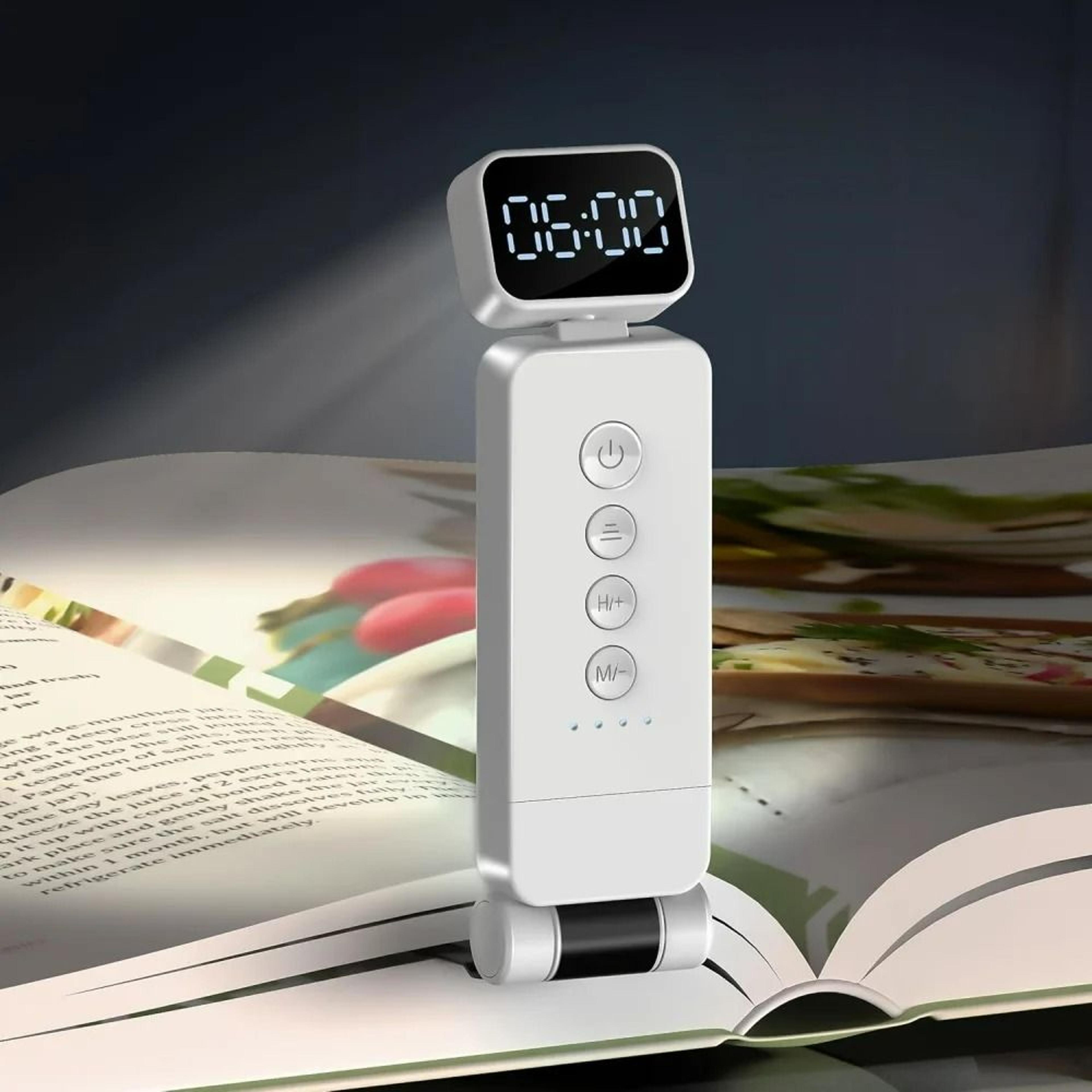 metal rechargeable led book light with auto-timer