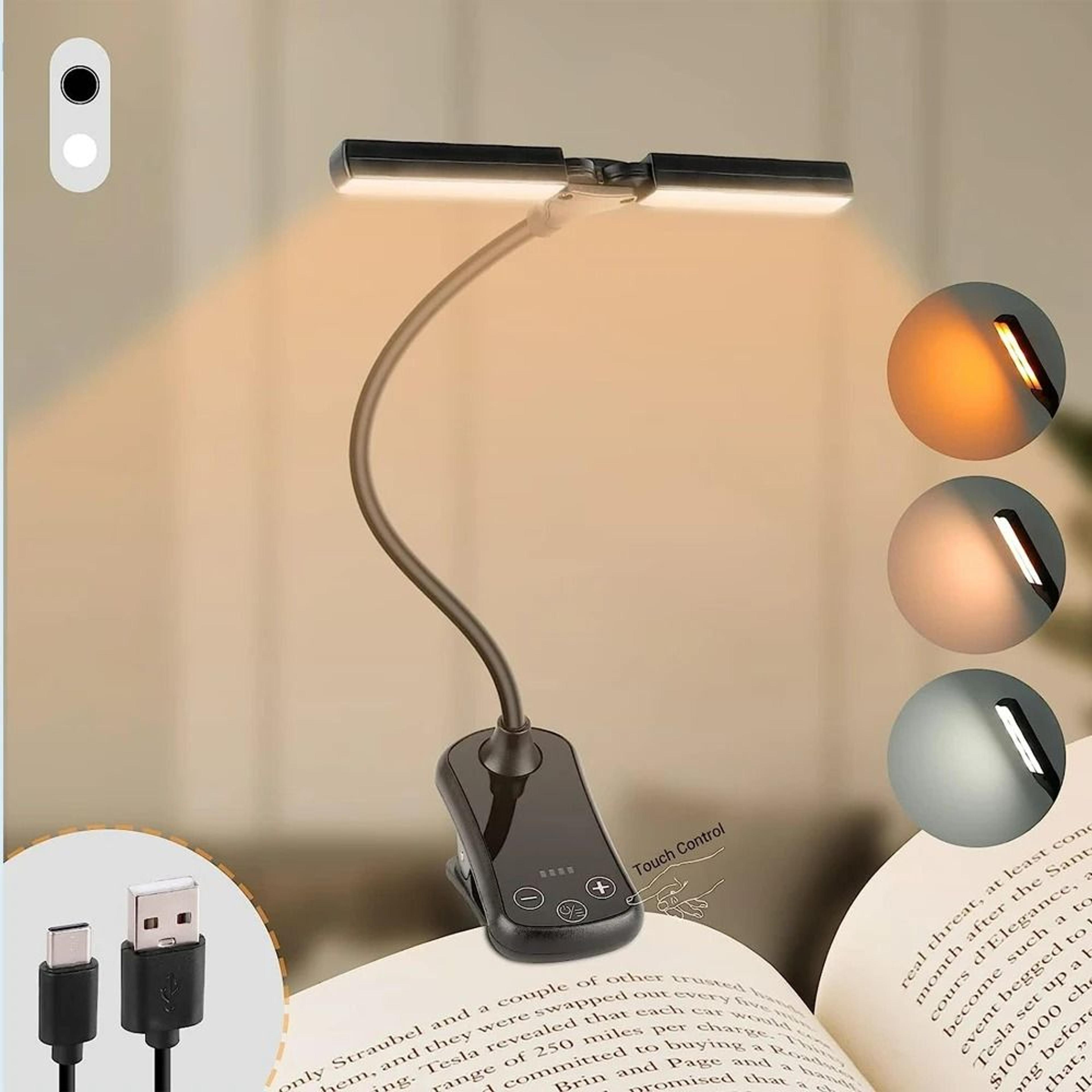 14 led clip-on reading light with 3 color modes & 8 brightness levels