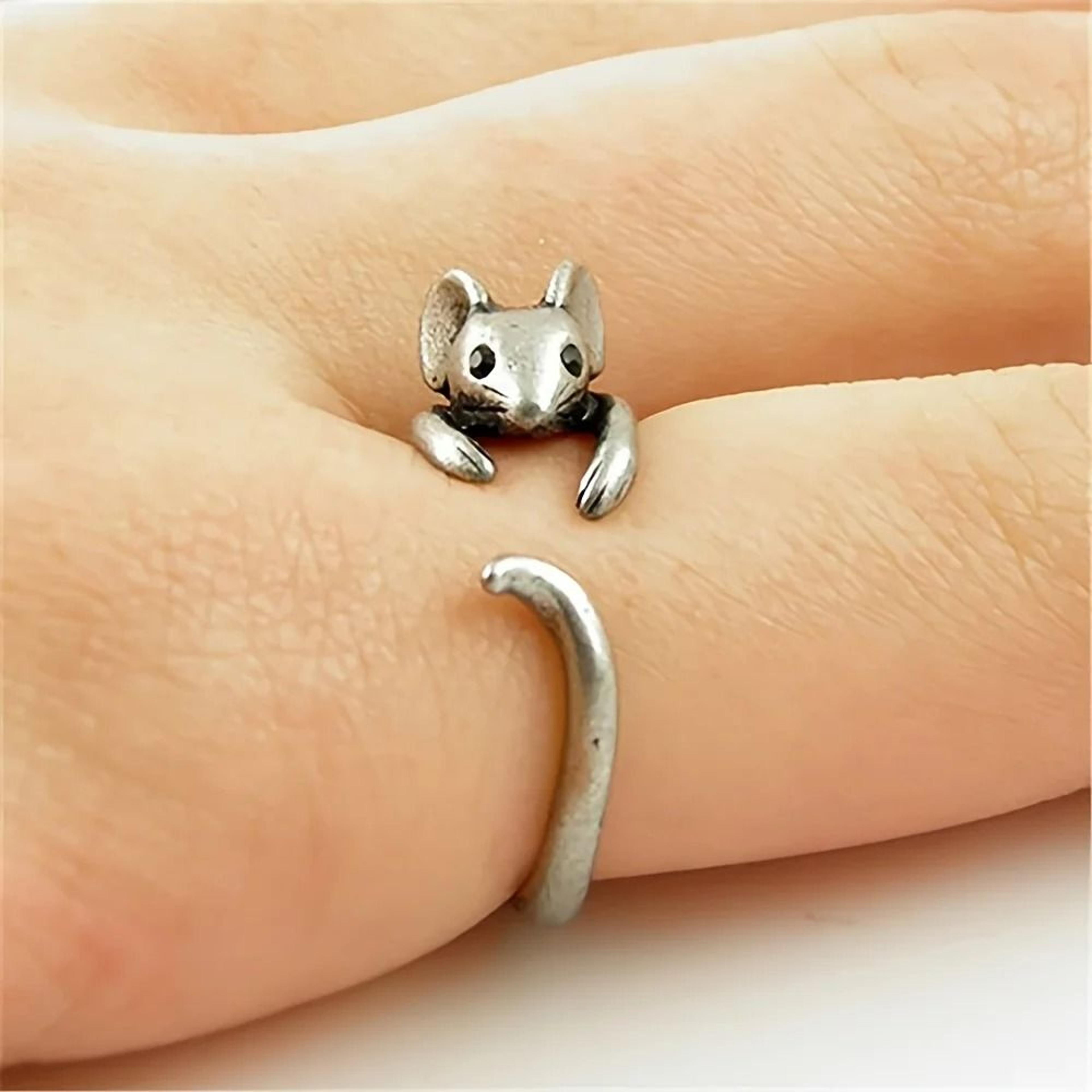 creative adjustable alloy rat ring