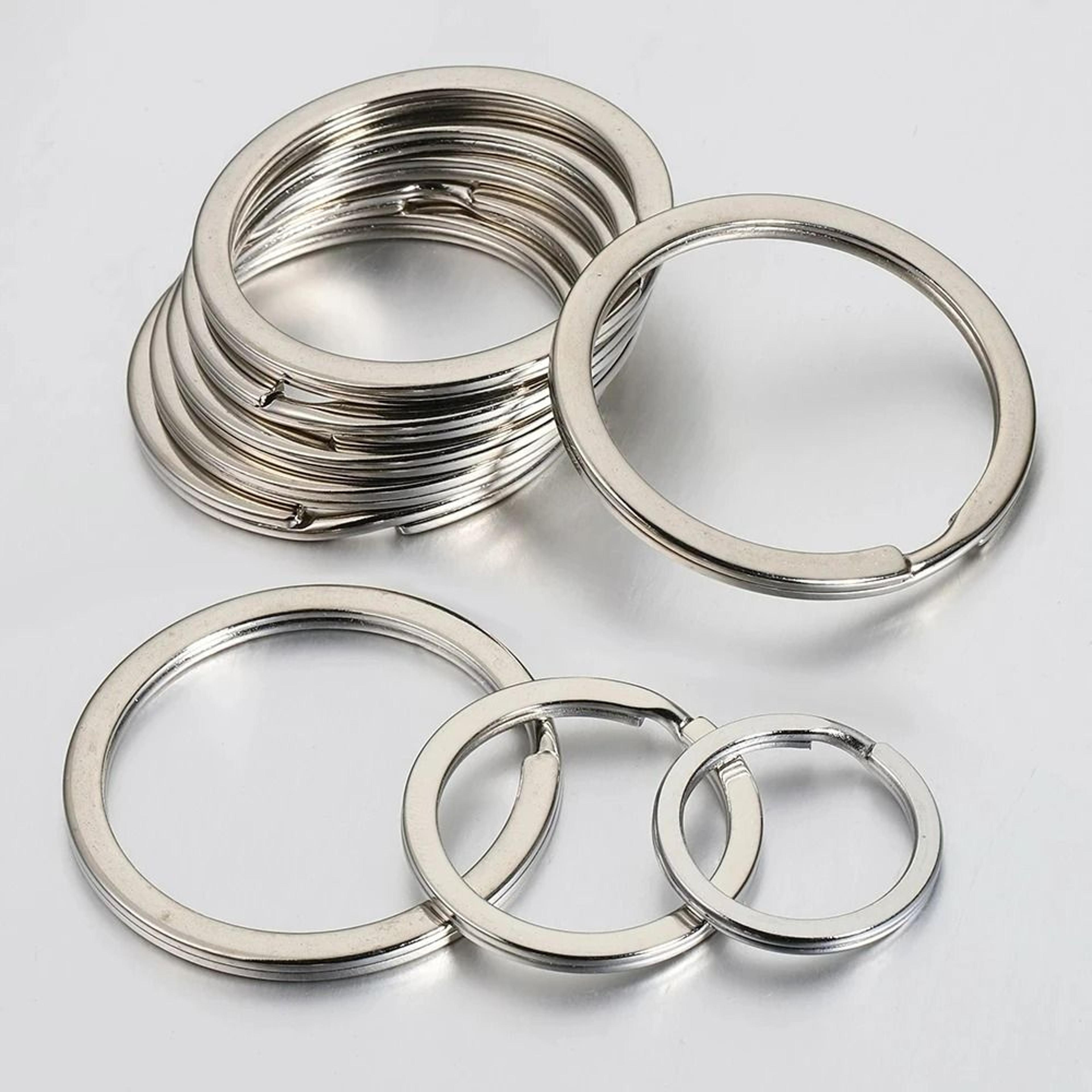 20-piece stainless steel round flat split key rings
