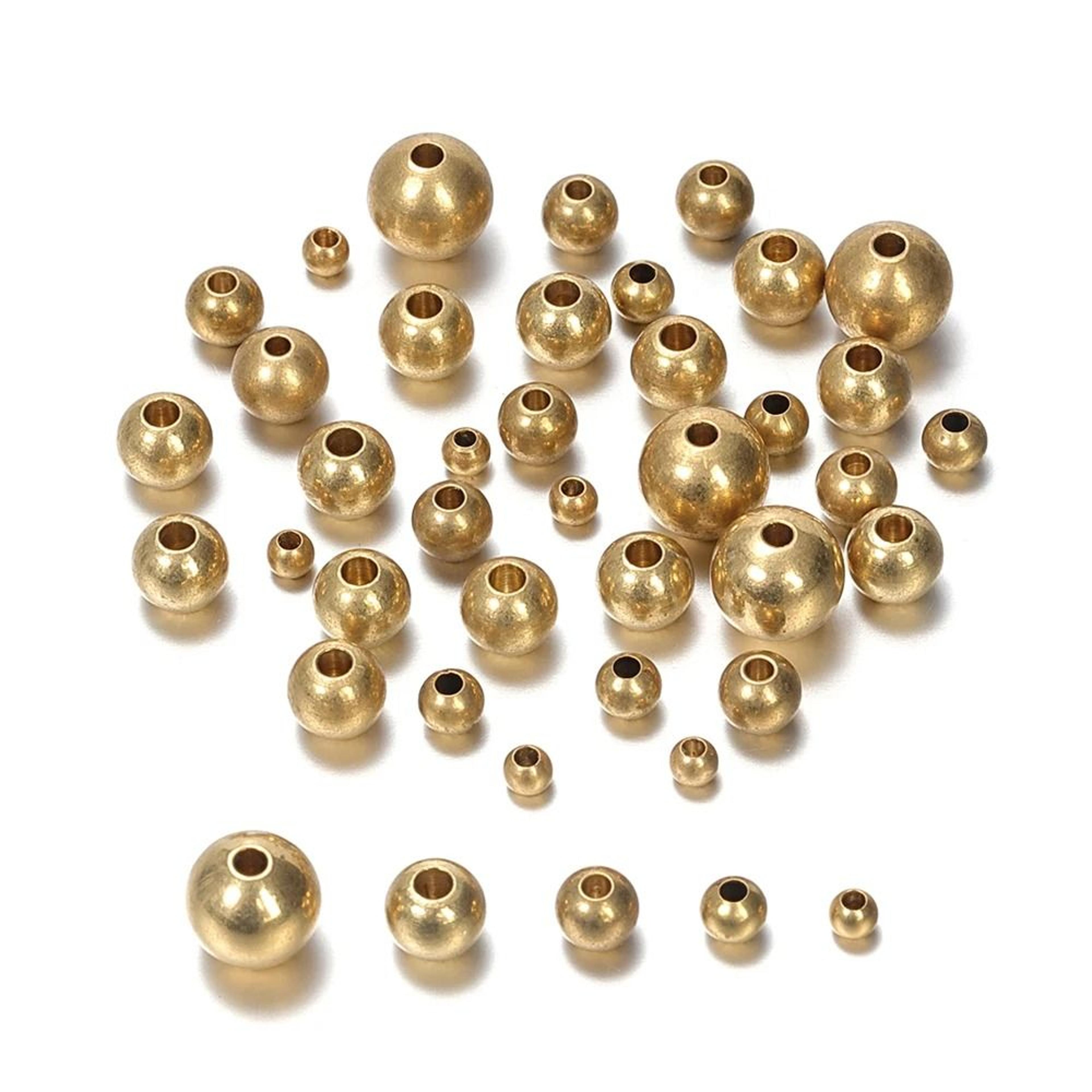50-piece raw brass round ball loose spacer beads
