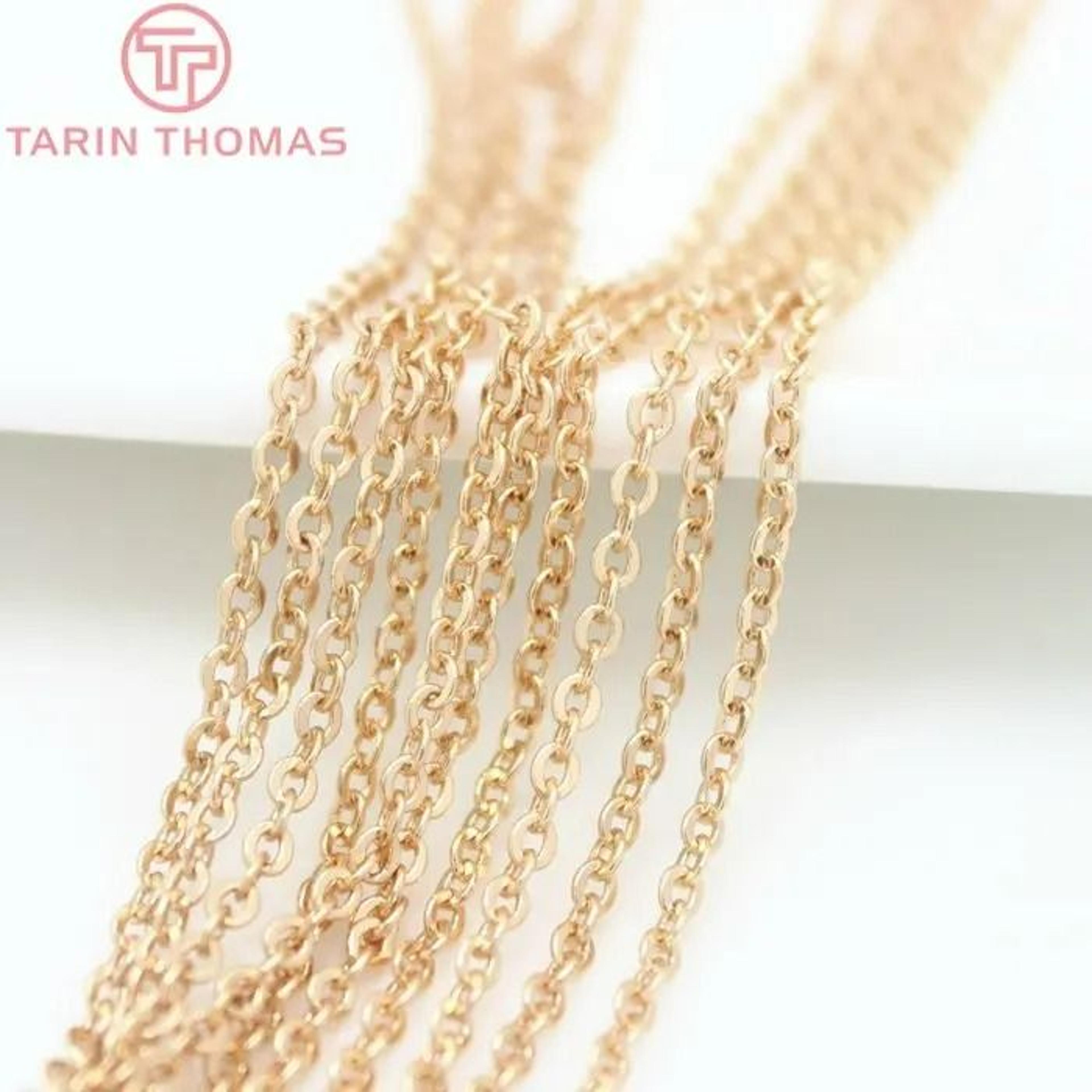 24k gold plated brass flat oval jewelry chain