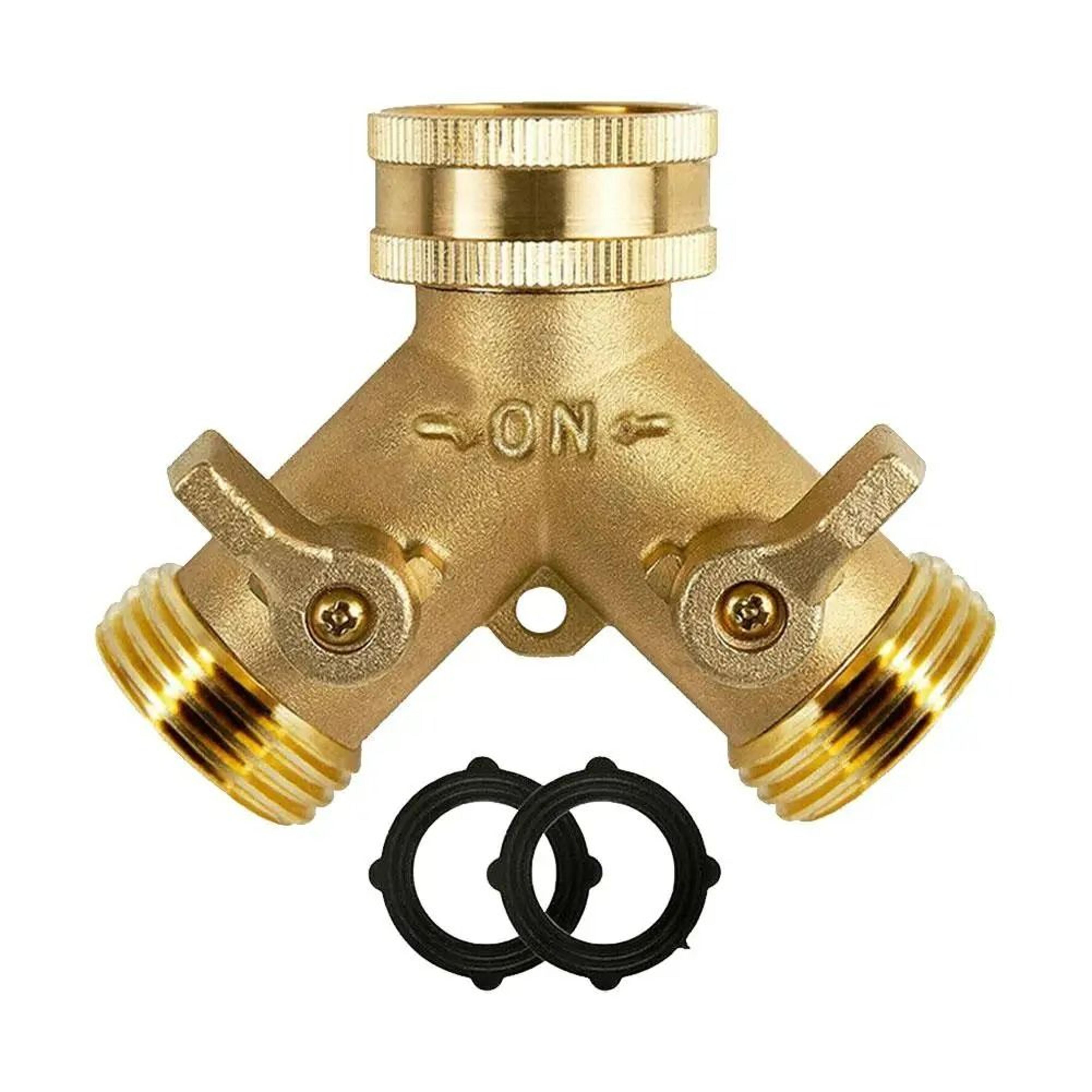 heavy-duty brass 2-way garden hose splitter