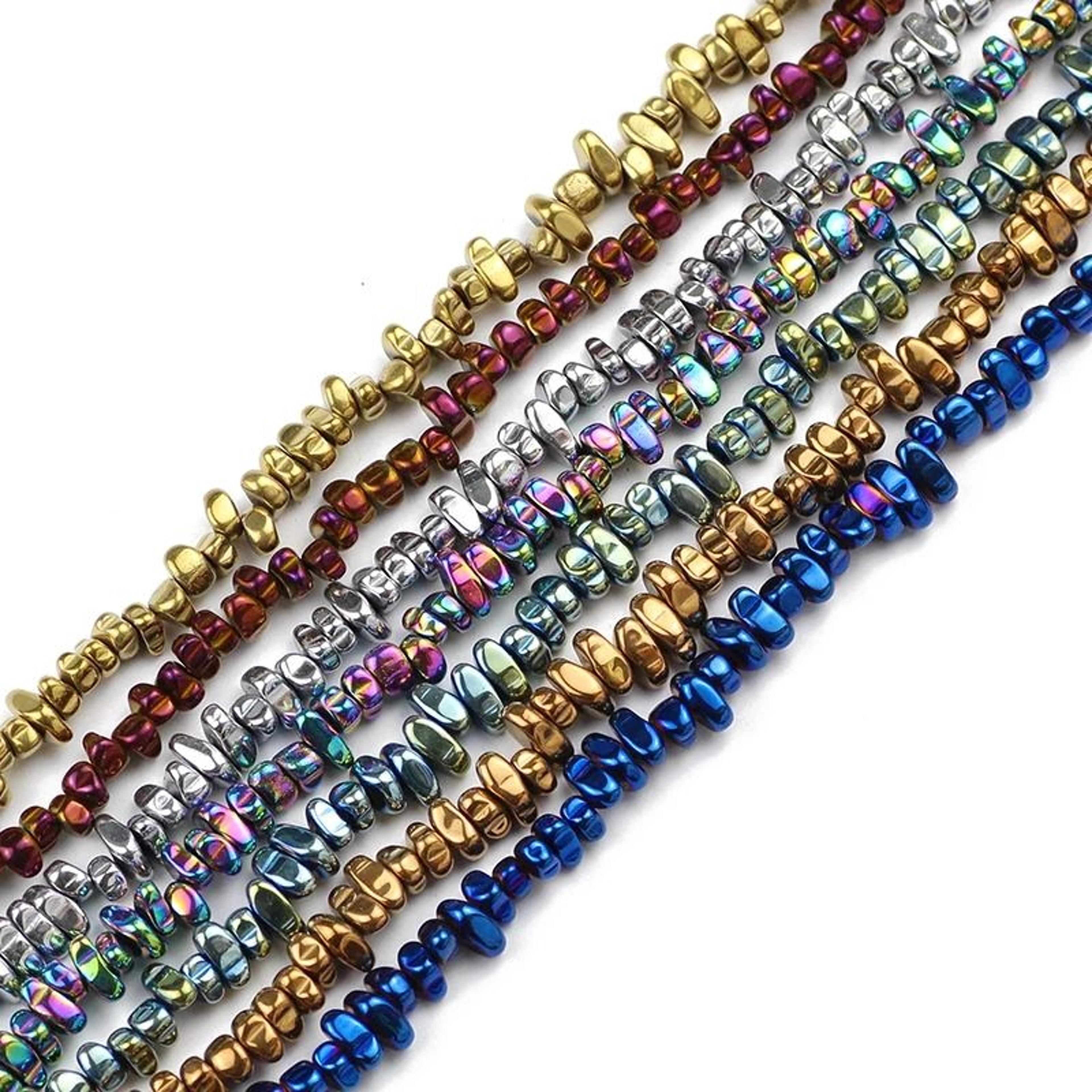 natural irregular hematite chip beads strand (15 in)