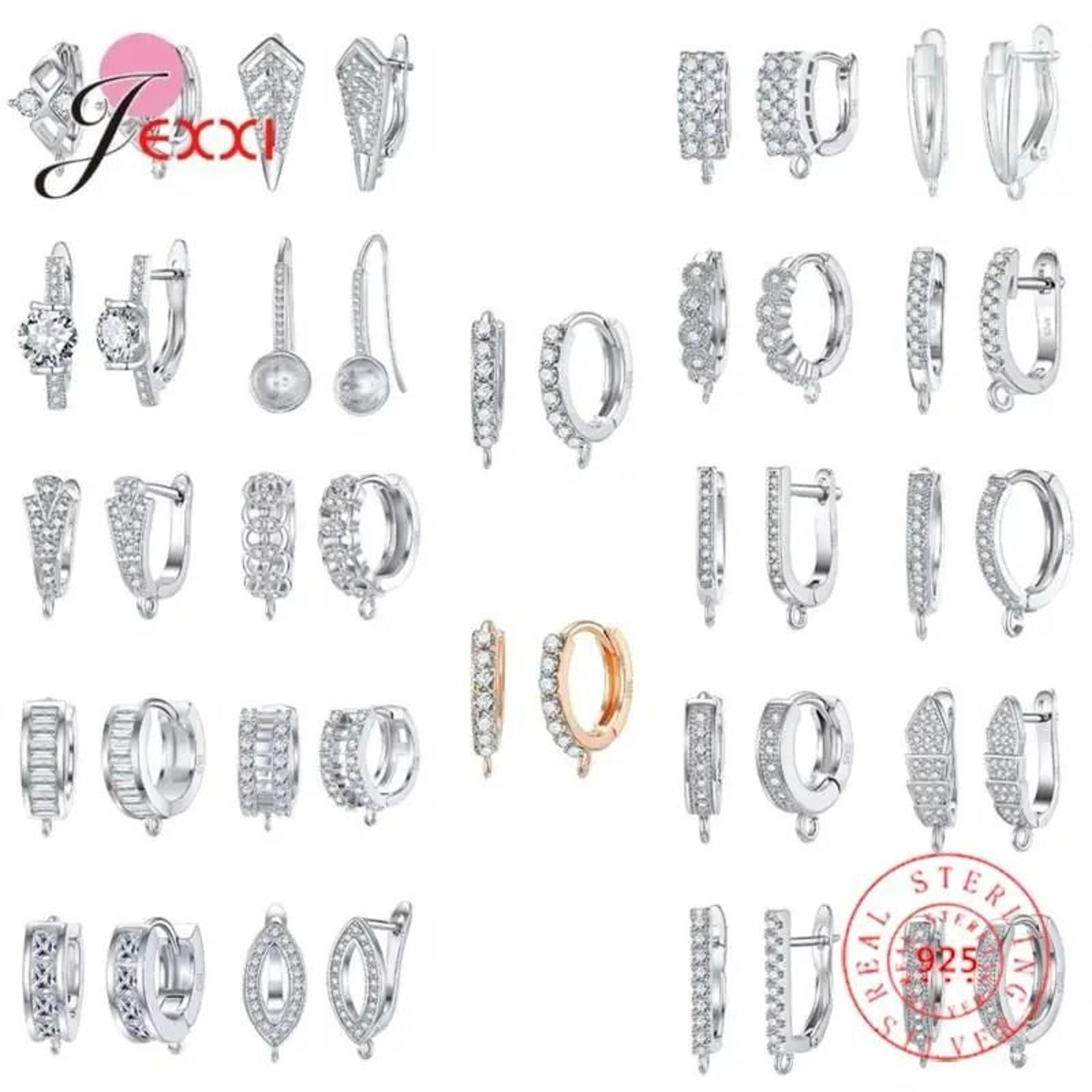 korean style genuine 925 sterling silver crystal earring findings