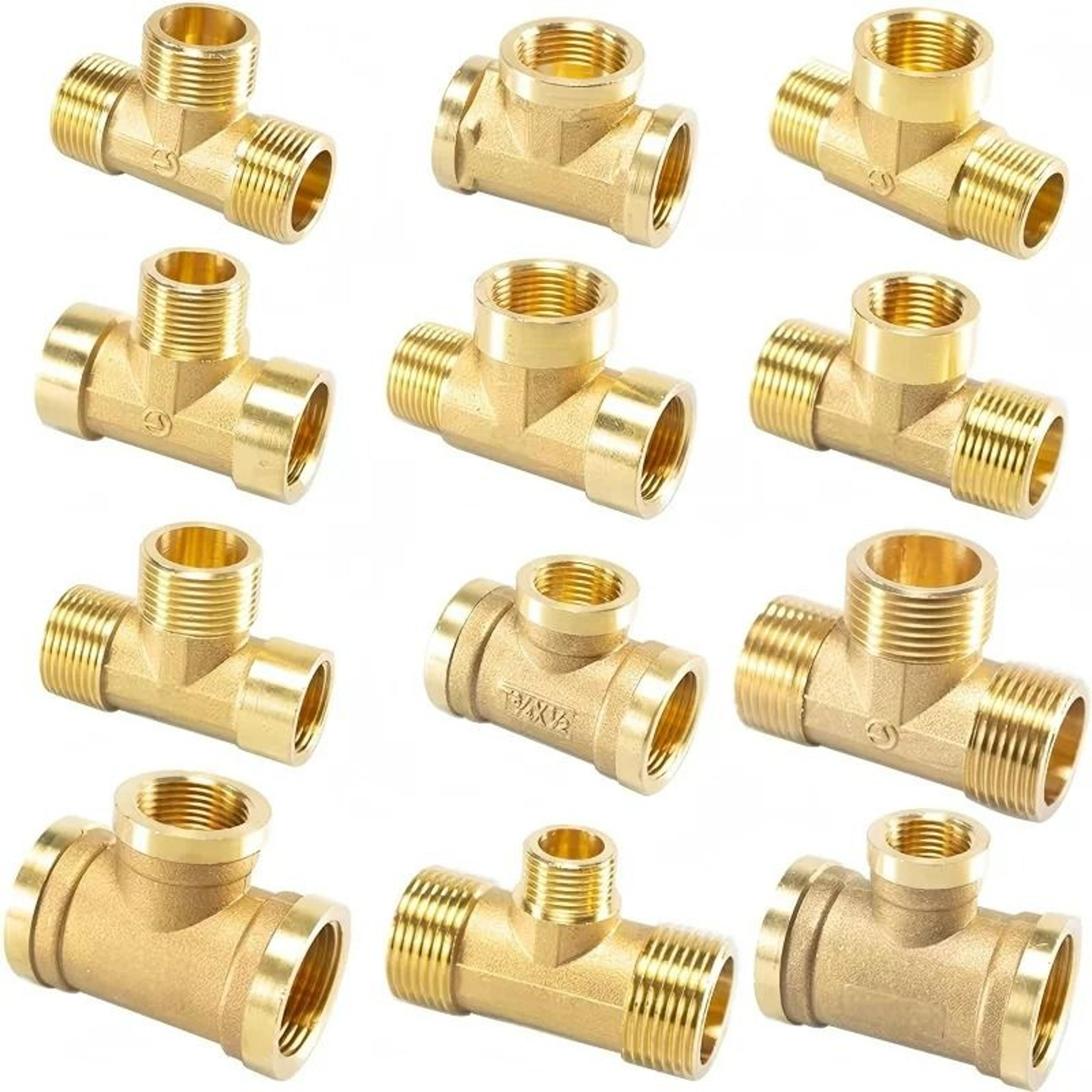 heavy-duty brass t-type threaded pipe fitting adapter