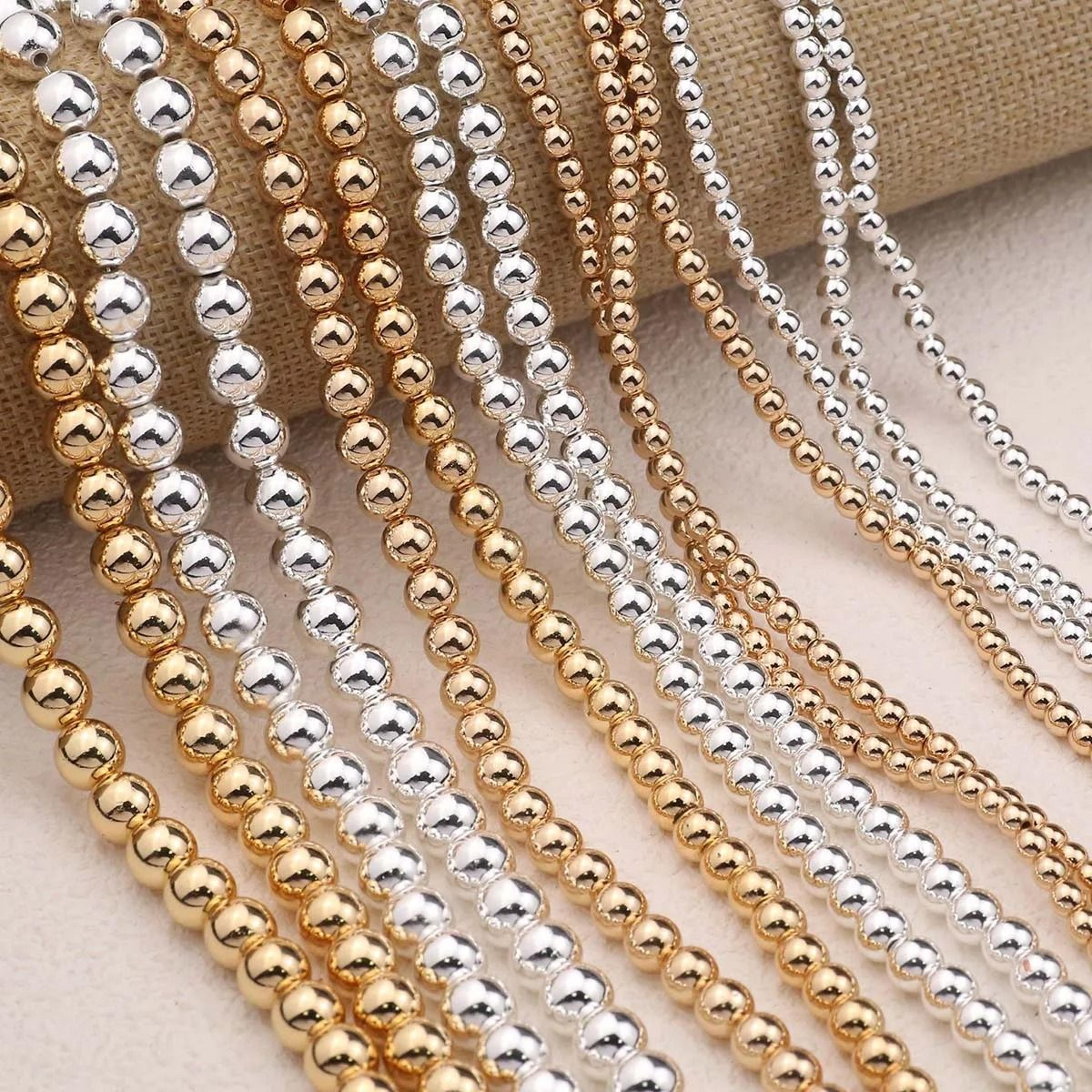 natural hematite gold & silver plated round beads