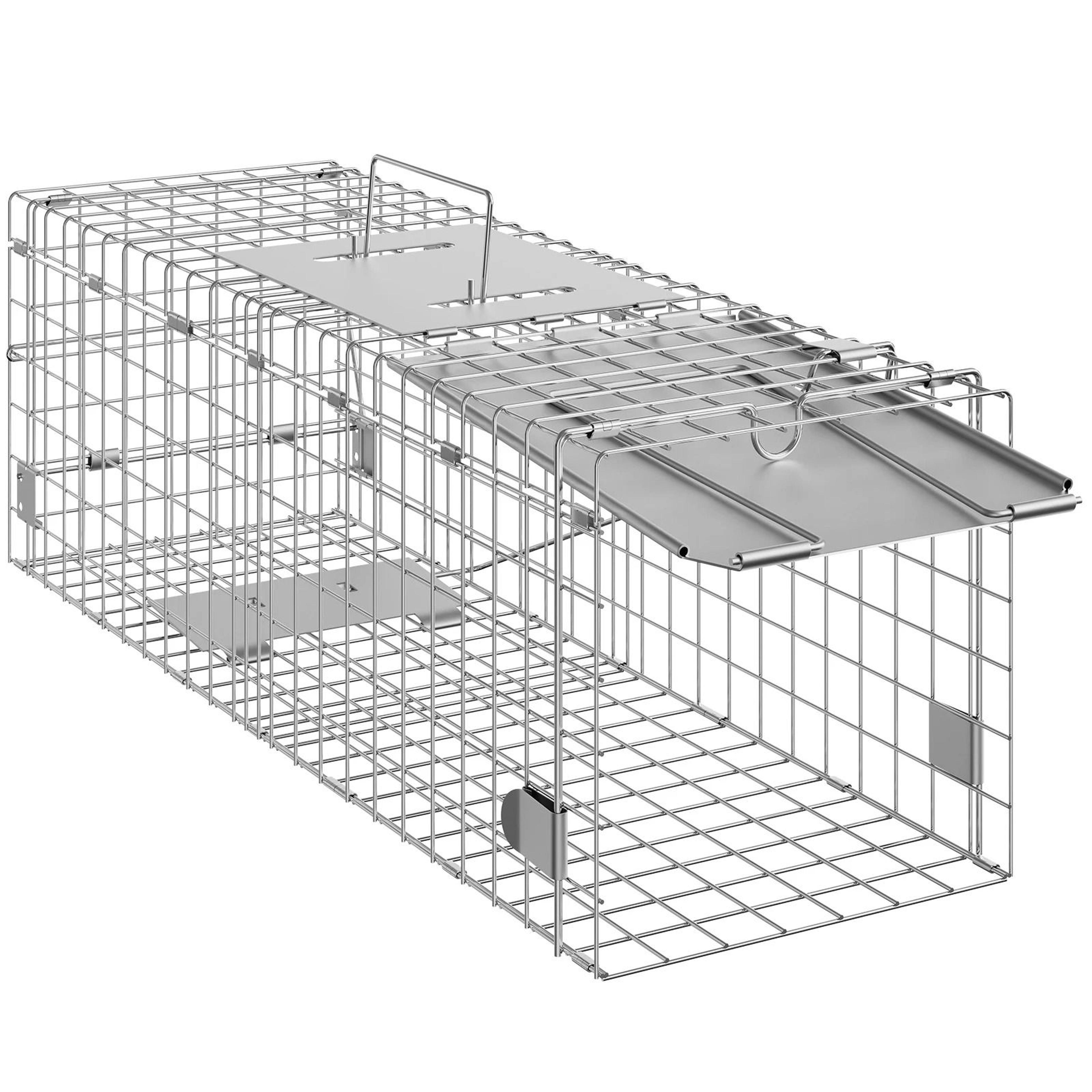 humane folding live animal cage trap with handle
