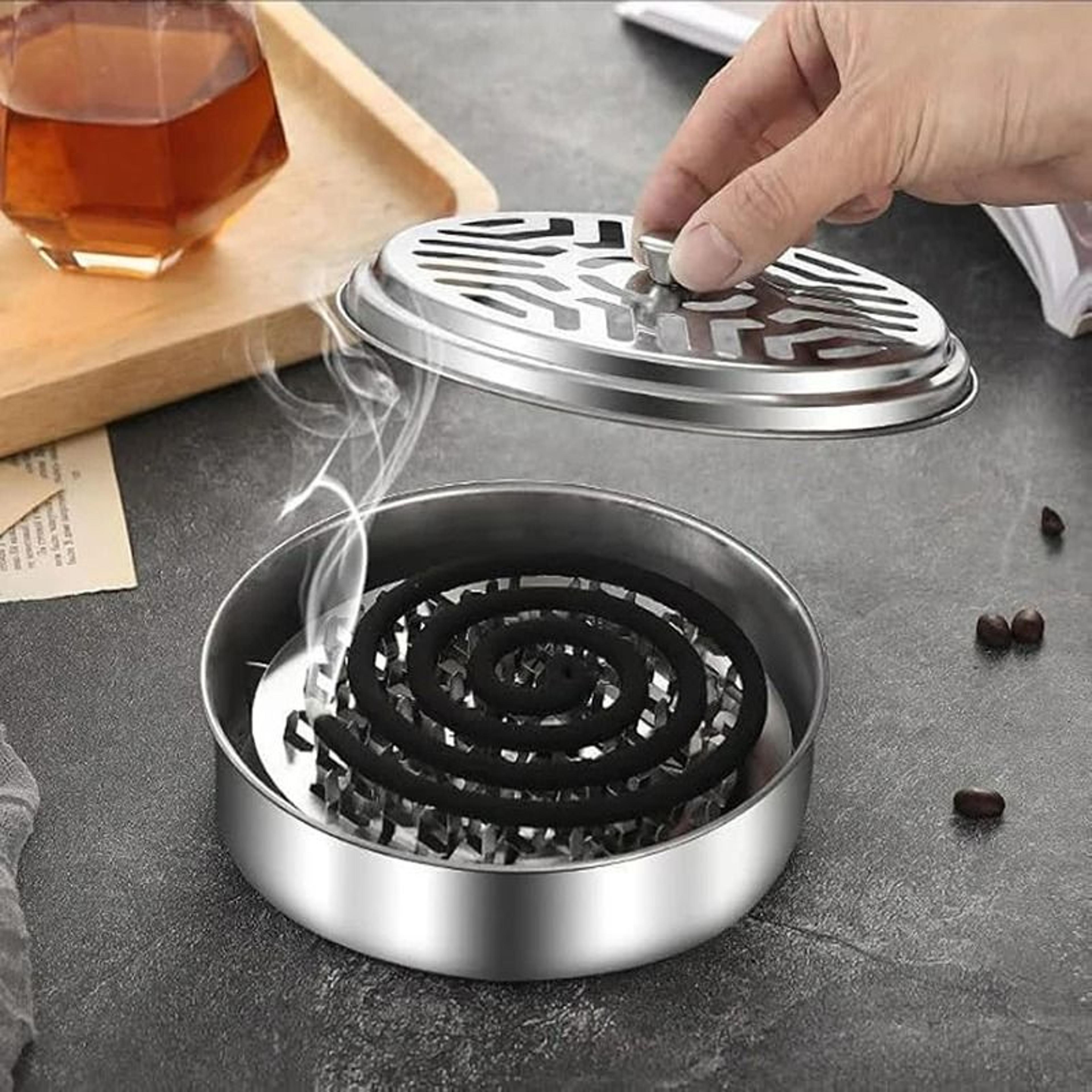 stainless steel mosquito coil holder box with cover