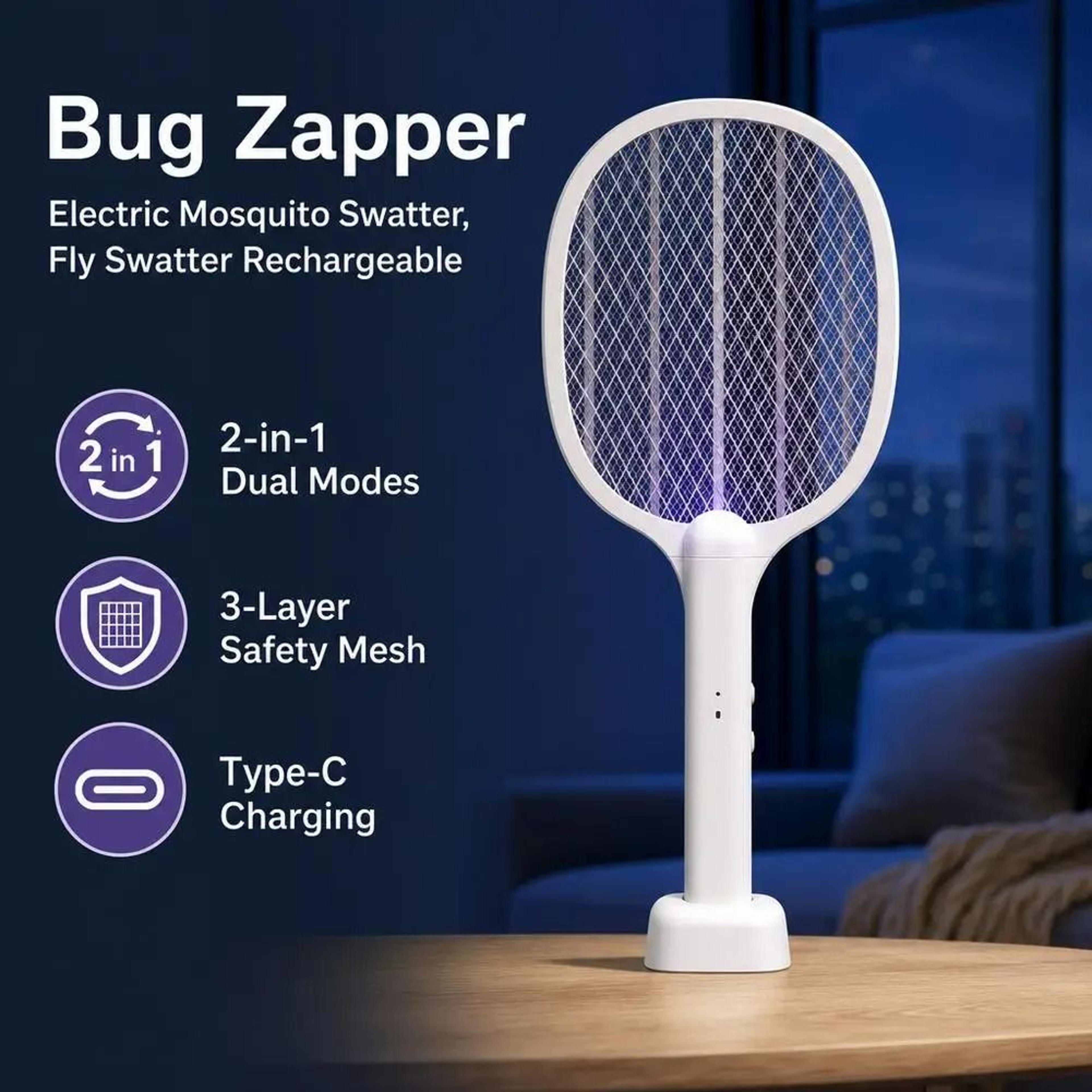 rechargeable foldable electric mosquito swatter & photocatalyst trap lamp