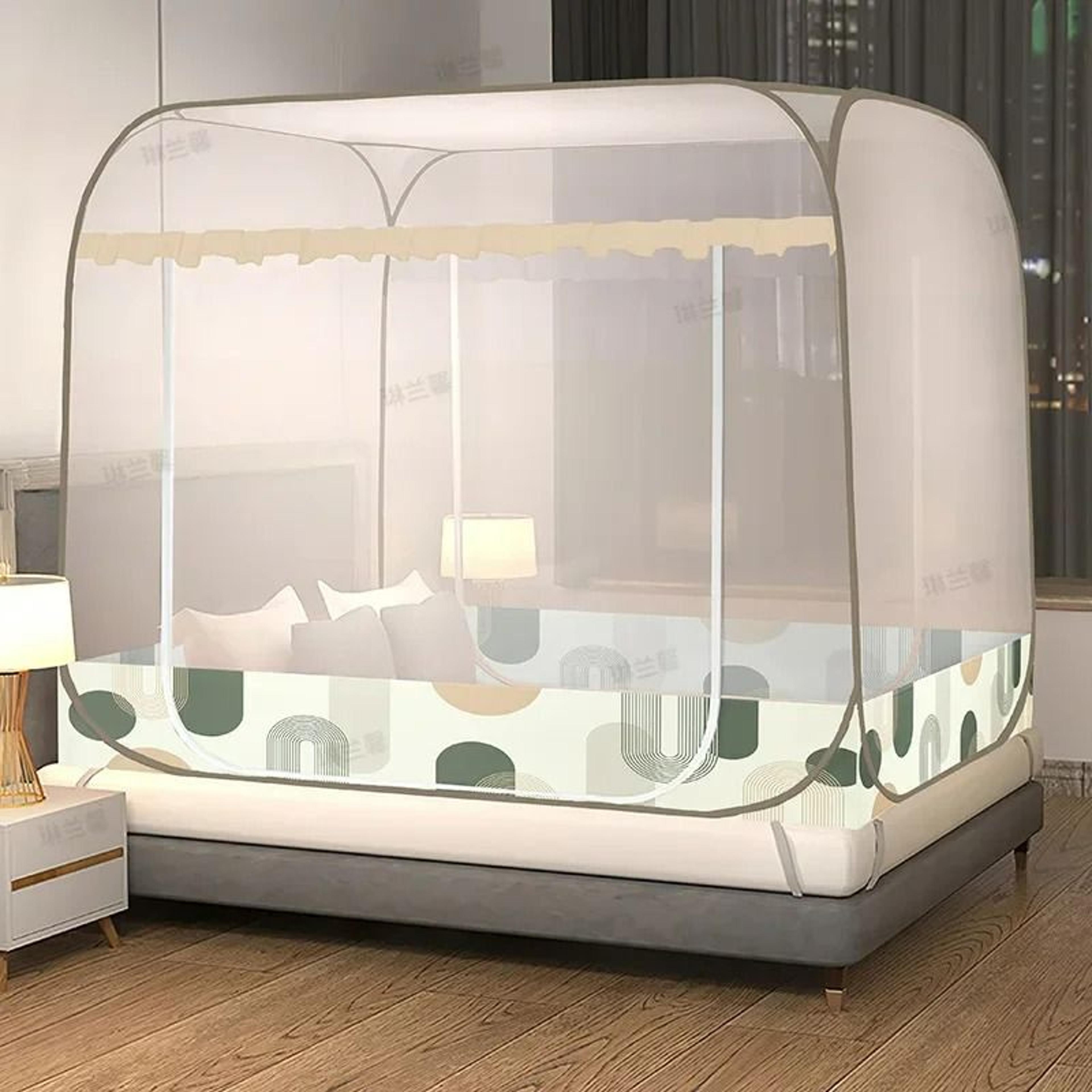 portable double-door pop-up mosquito net with u-shaped zippers
