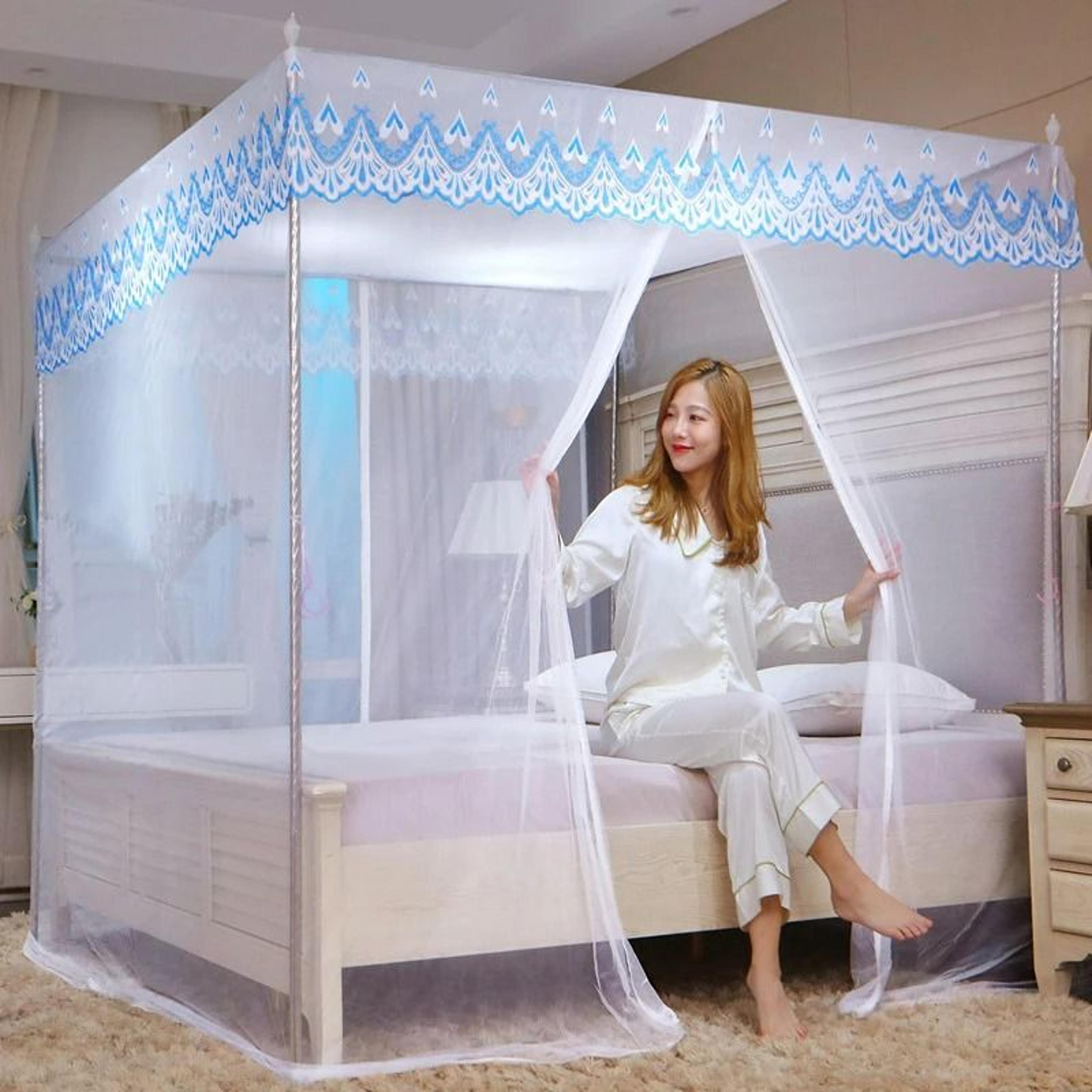 romantic square mosquito net bed canopy with stainless steel frame