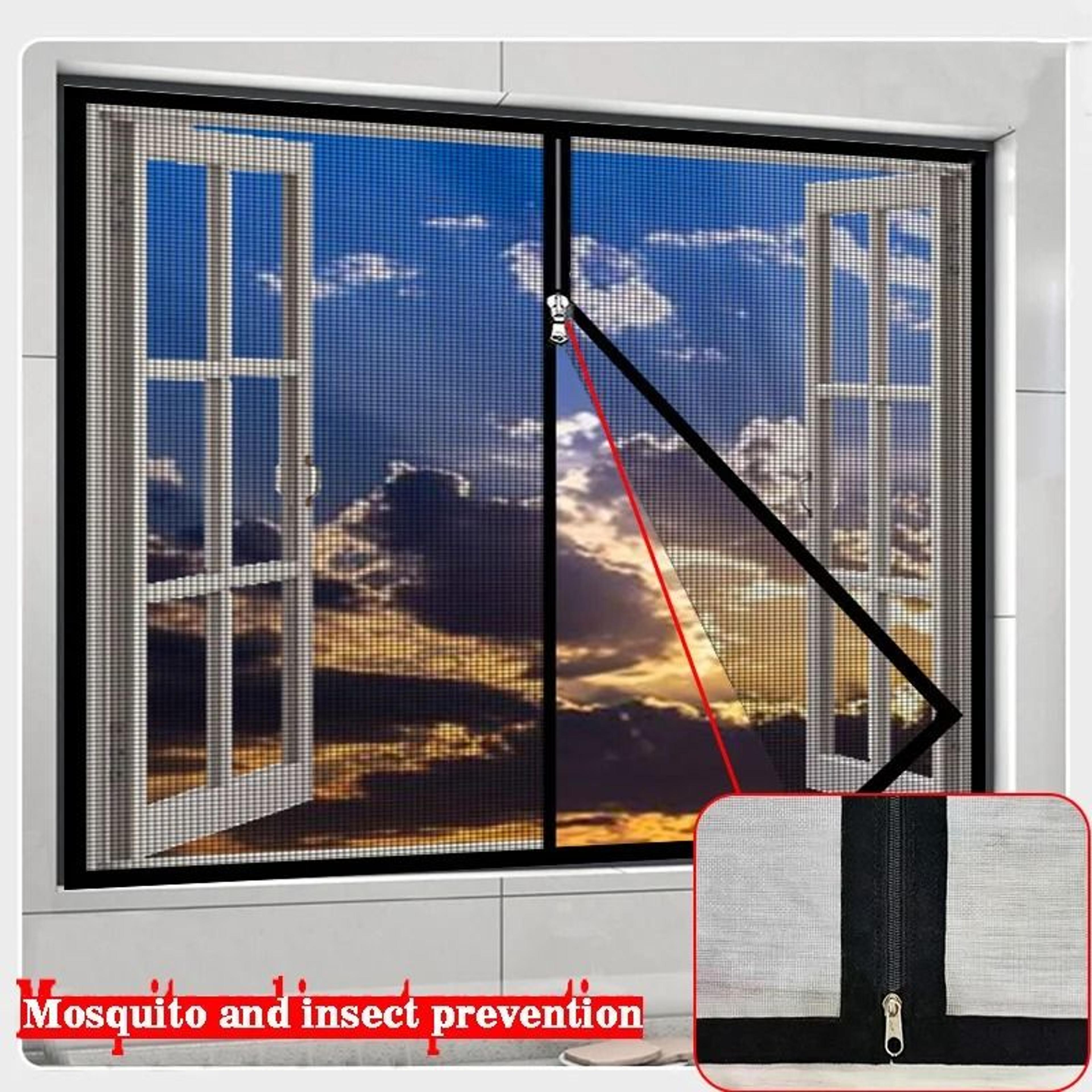 black zippered self-adhesive window mosquito net screen