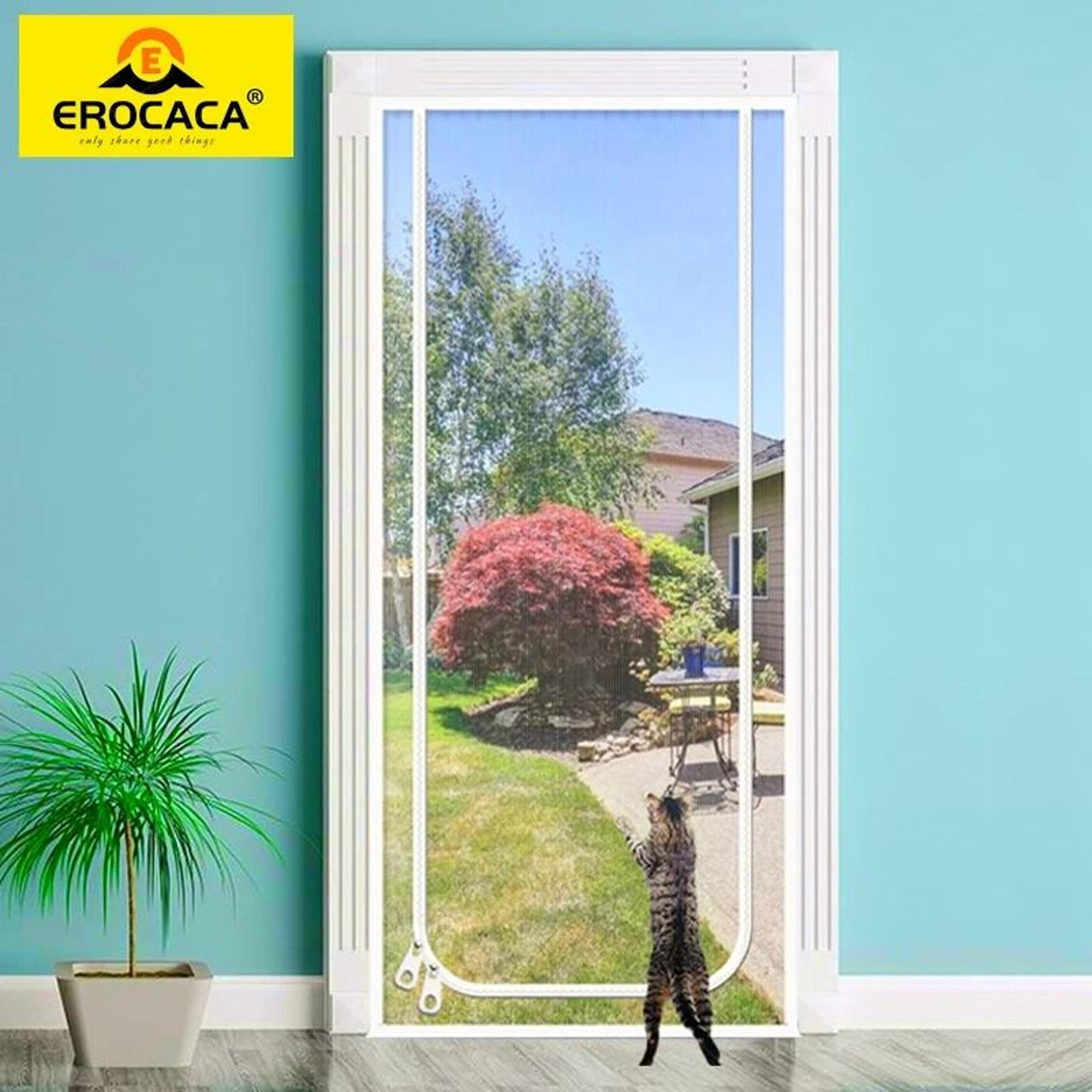 heavy duty cat proof screen door with zipper closure
