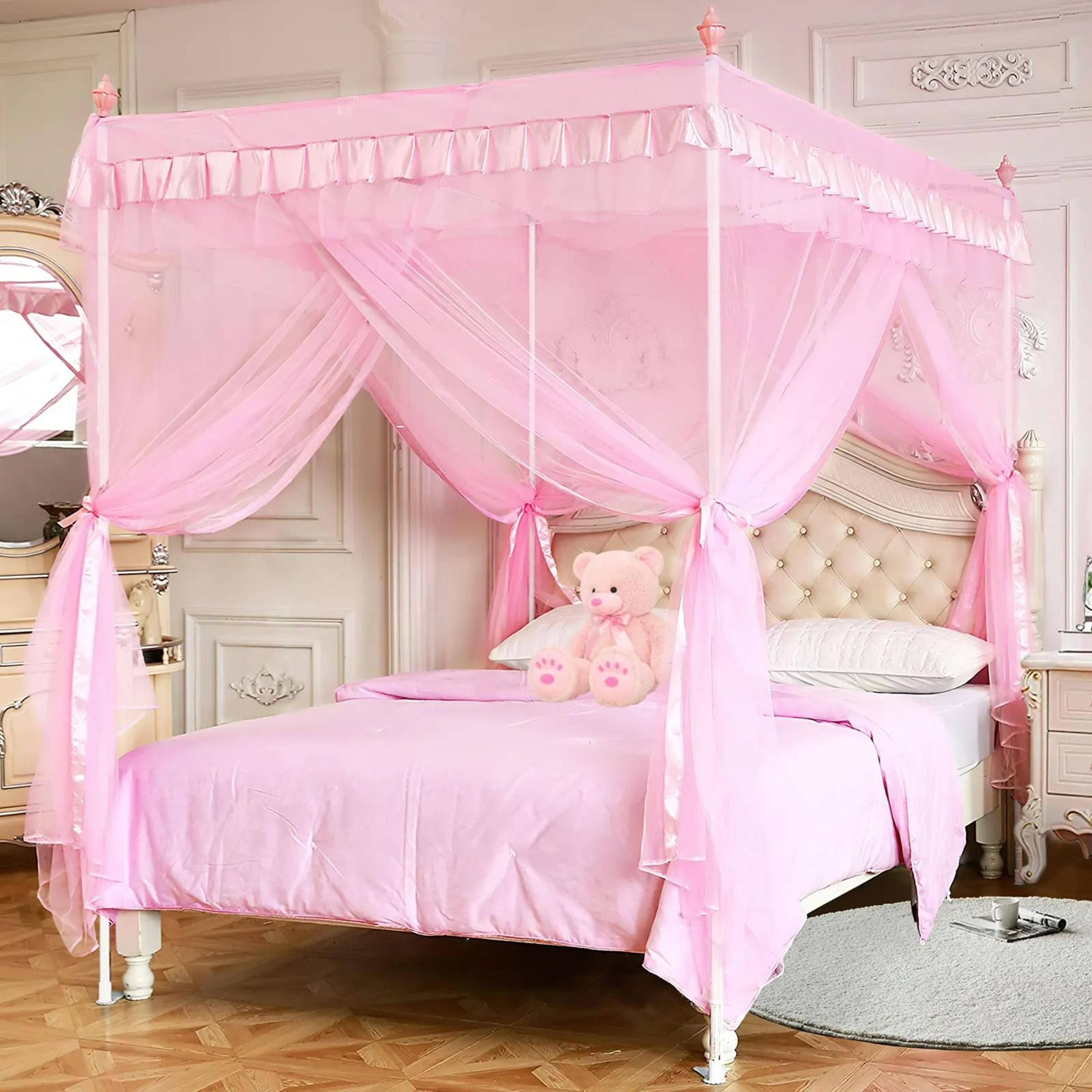 princess pink twin bed canopy curtains