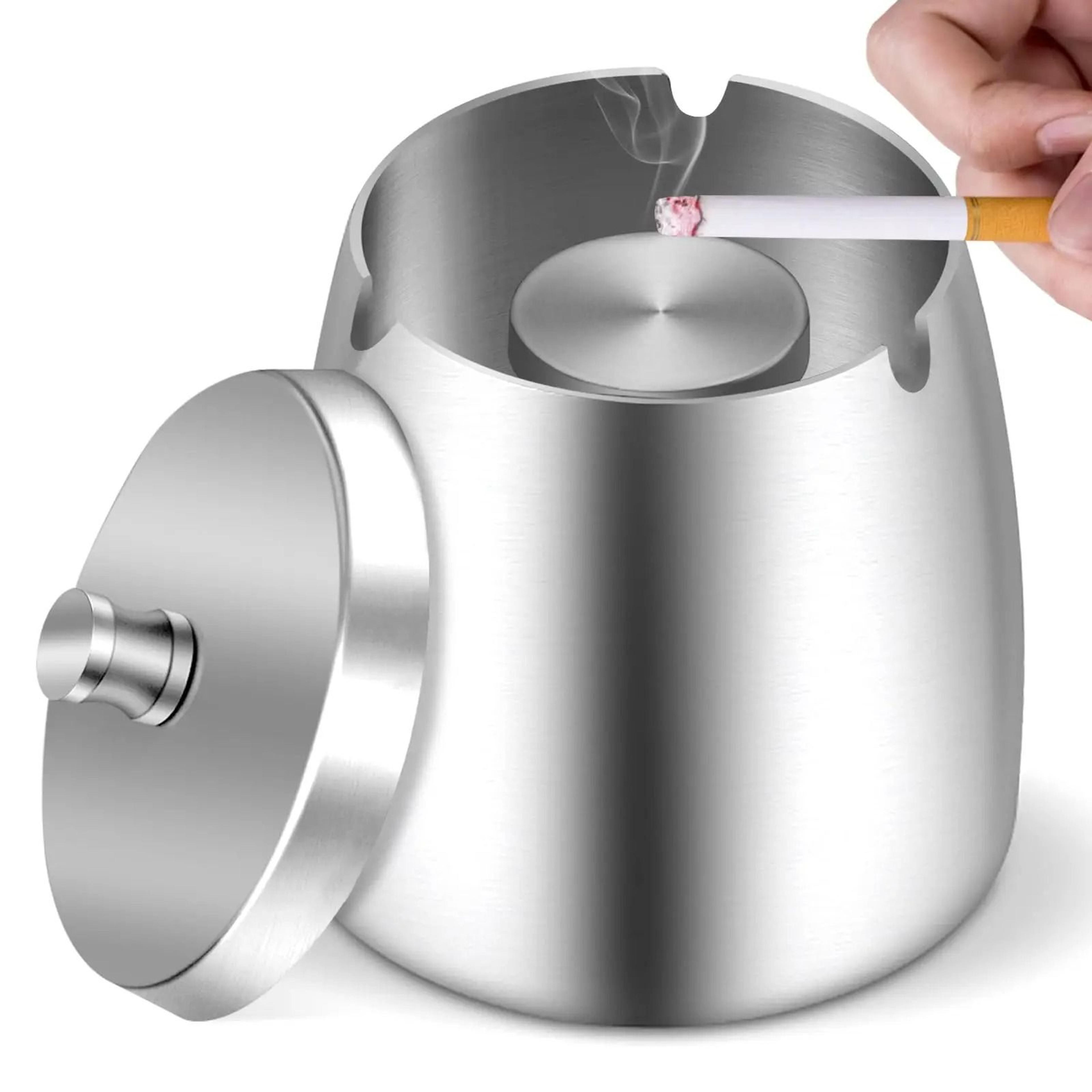 stainless steel windproof ashtray with lid