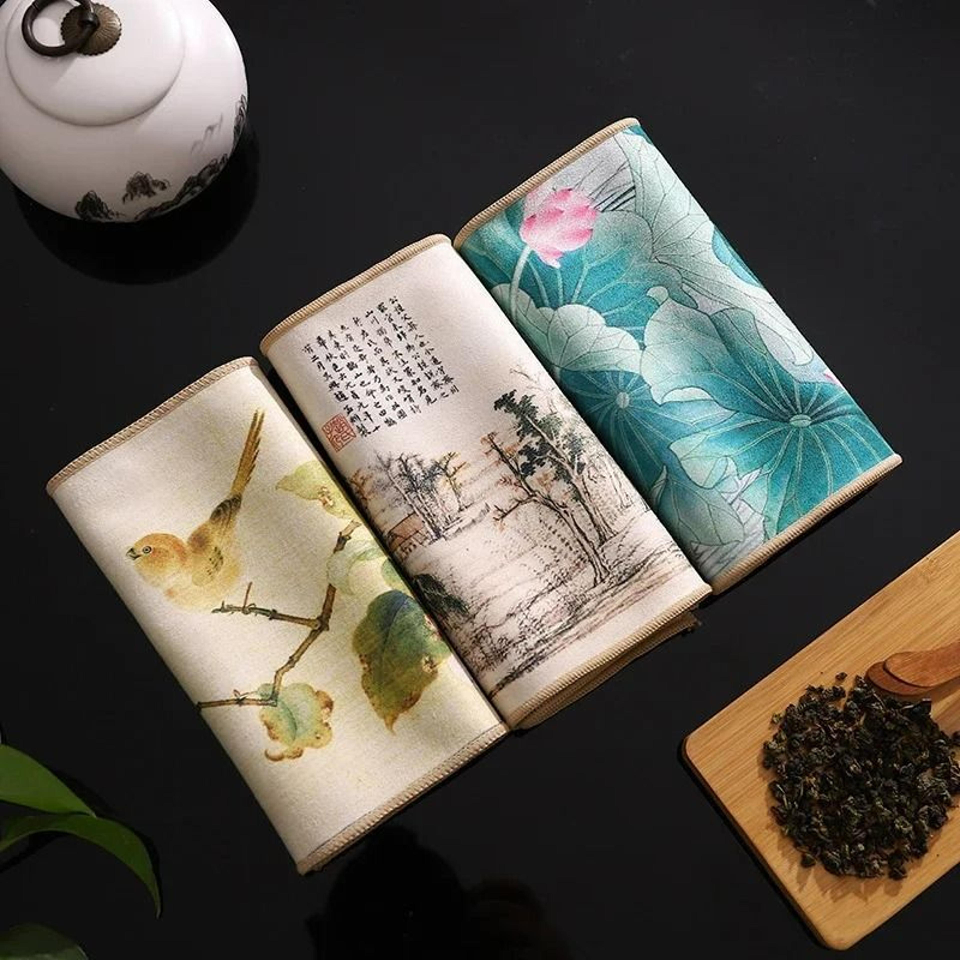 chinese painted thick super absorbent tea towel