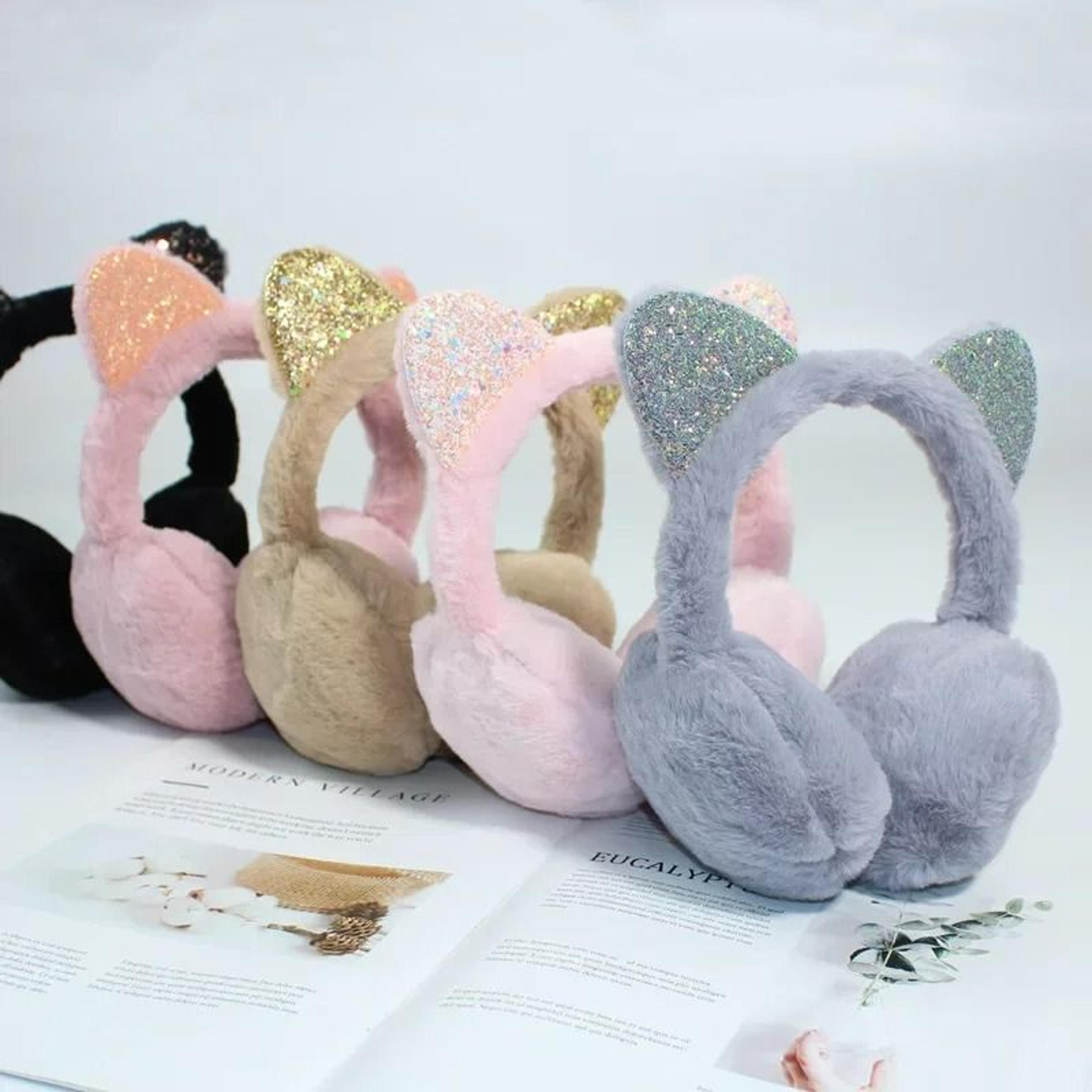soft plush cute cat ear foldable winter earmuffs