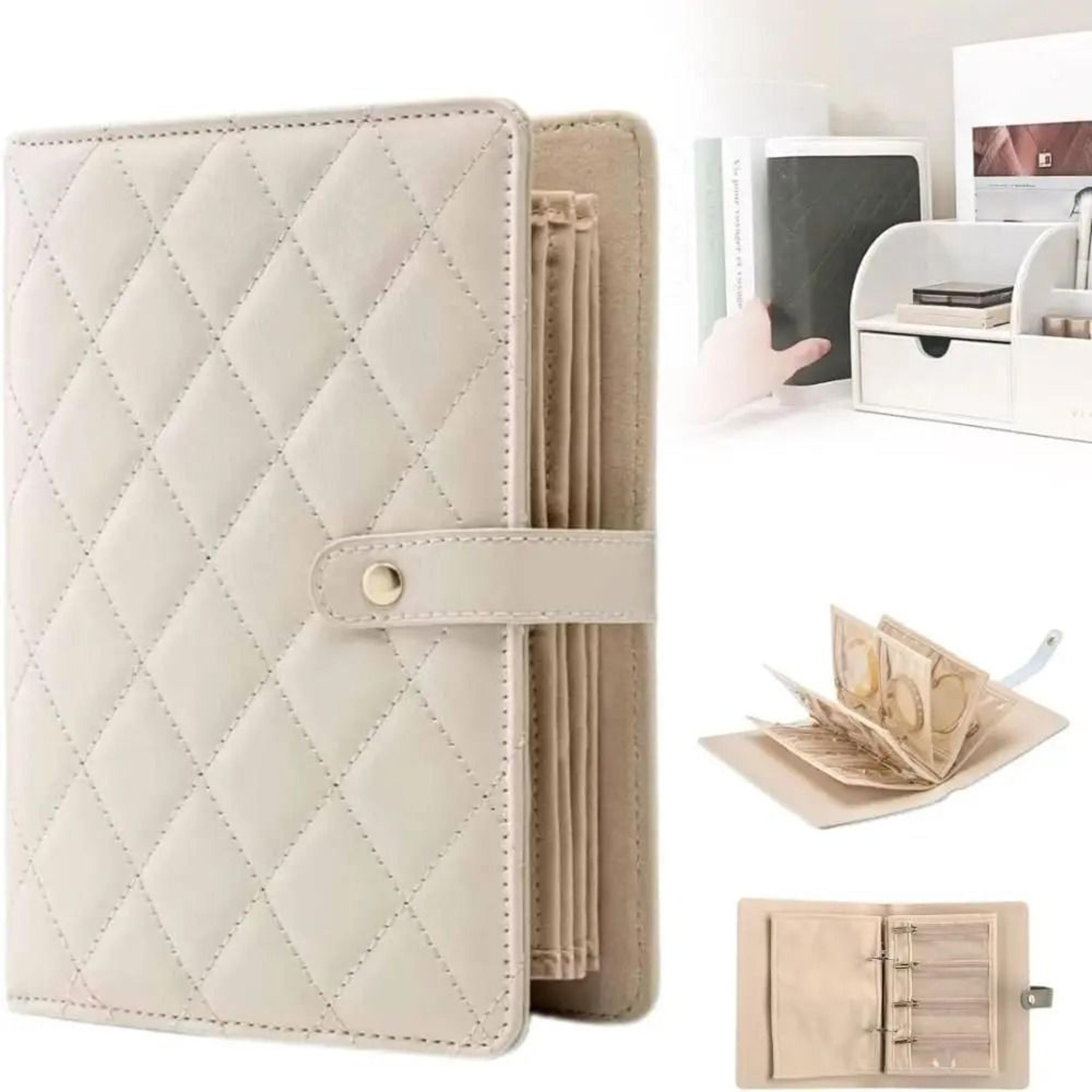 pu leather jewelry organizer book binder with zipper