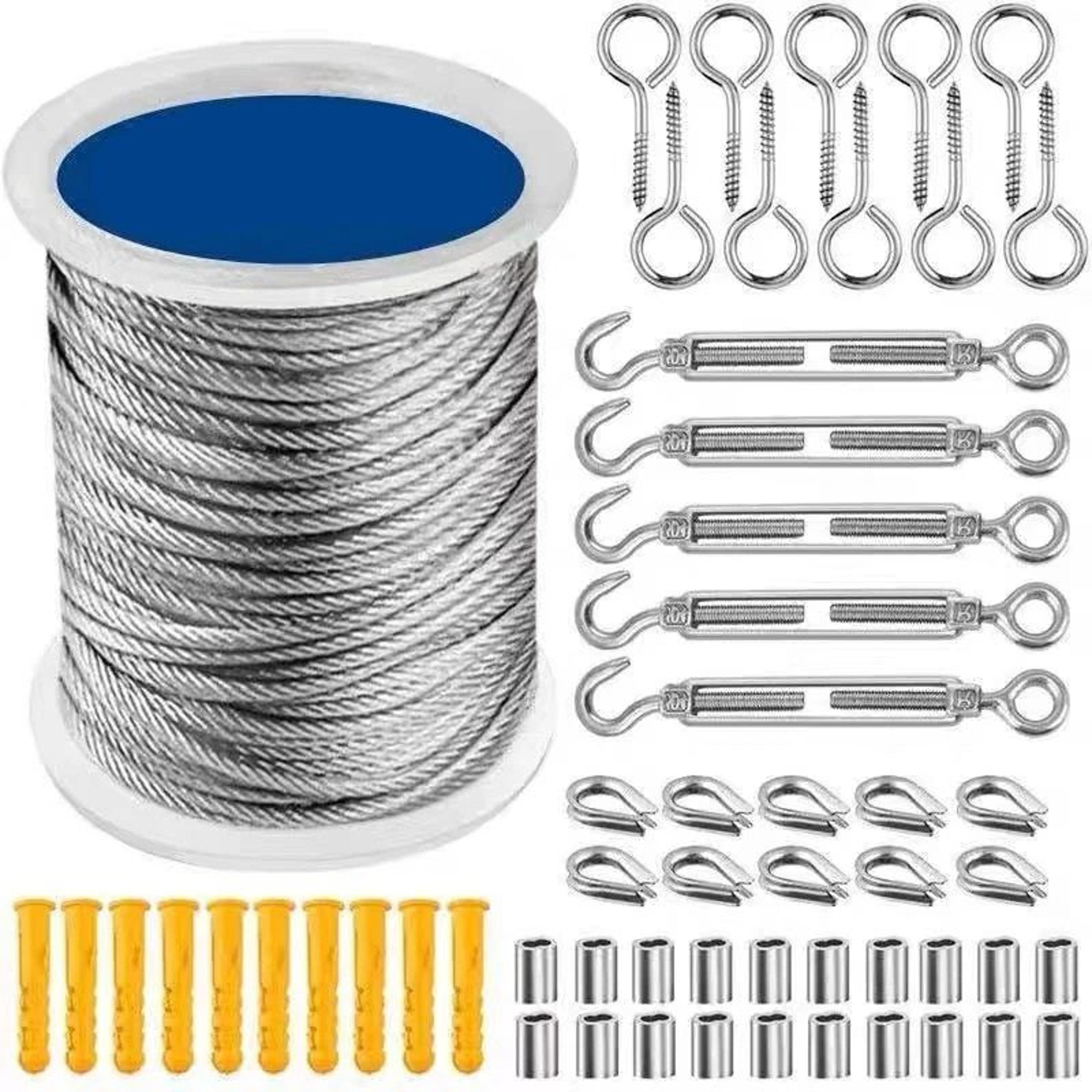heavy-duty 304 stainless steel pvc coated cable rope kit