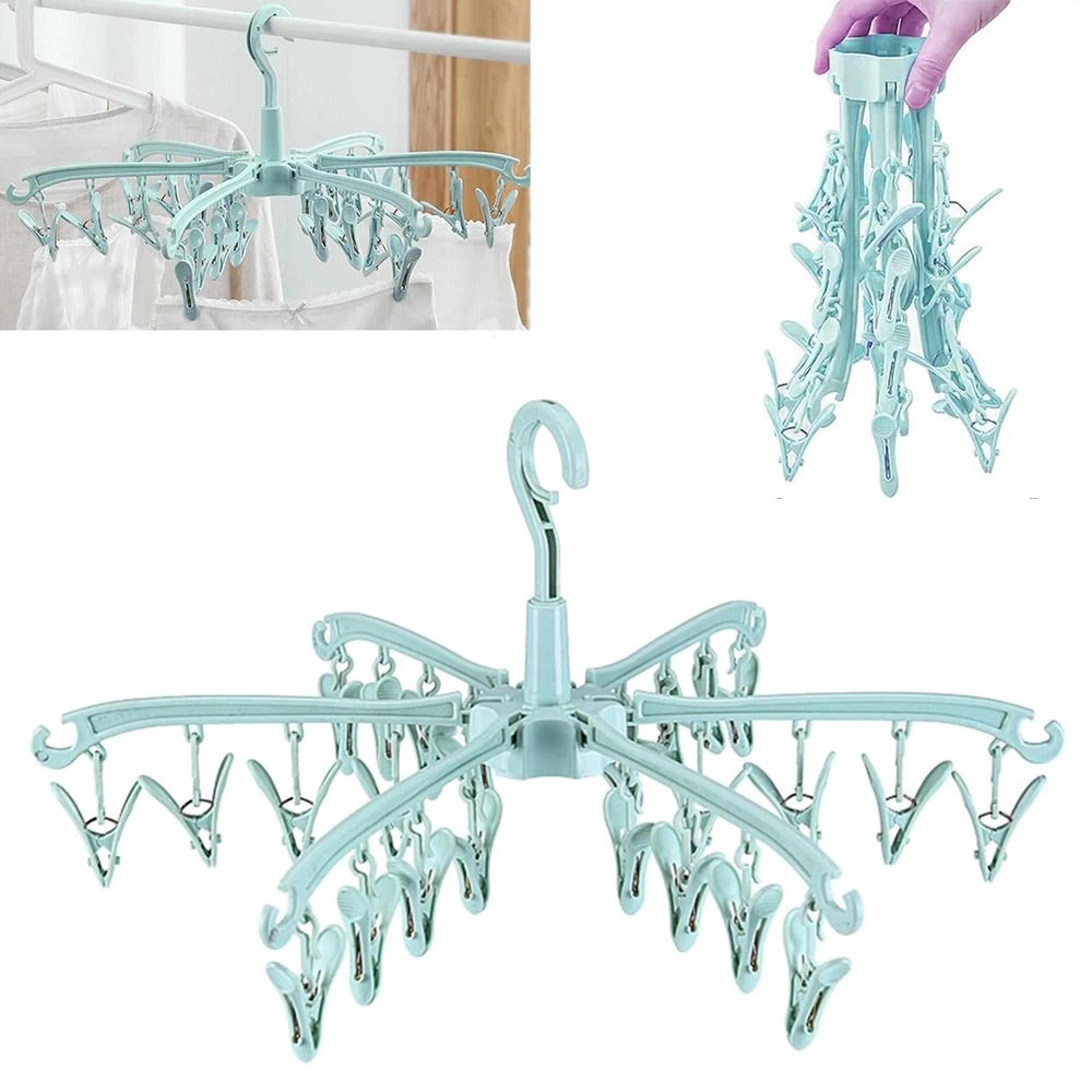 24-clip folding rotatable laundry drying rack