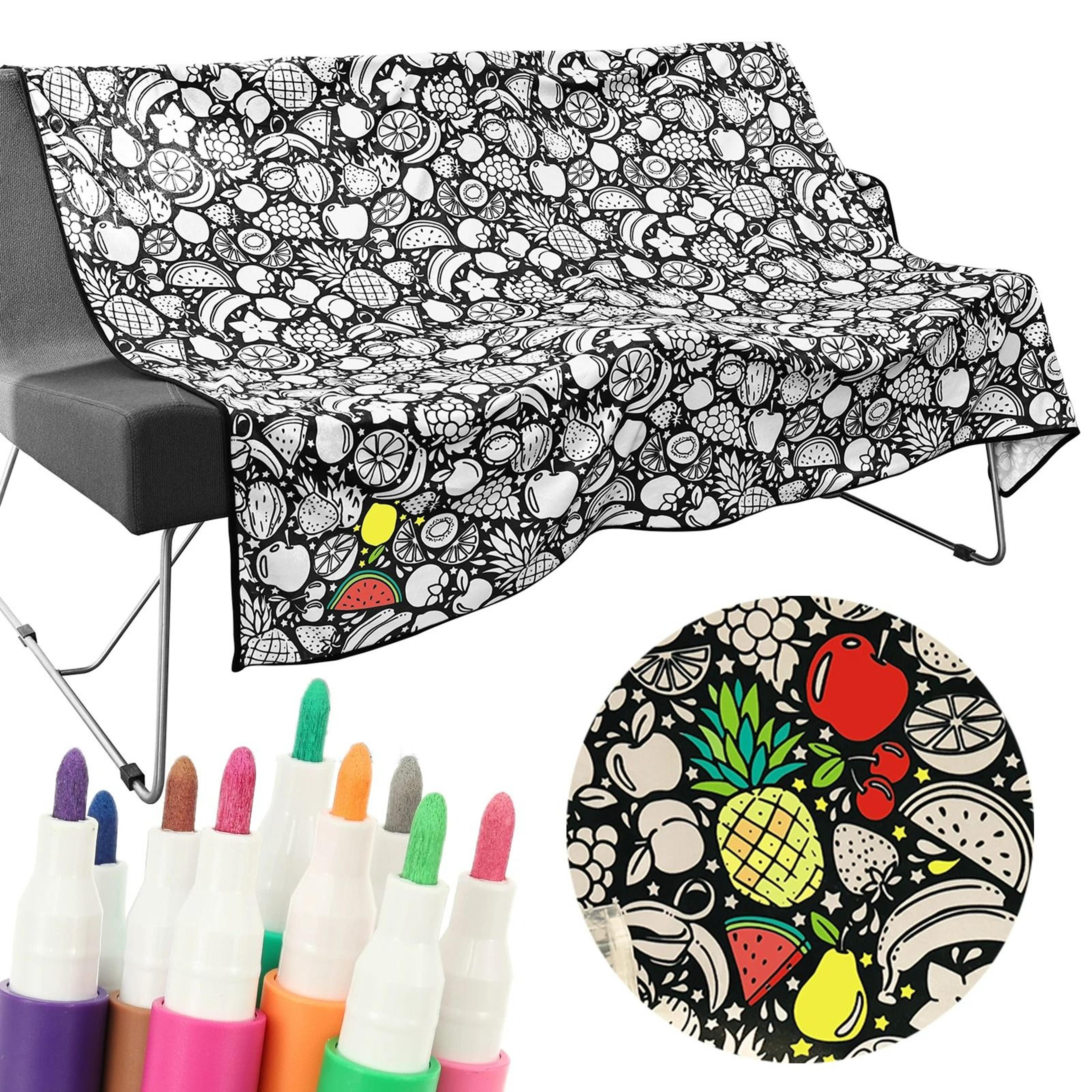 diy coloring blanket with 24 colored markers