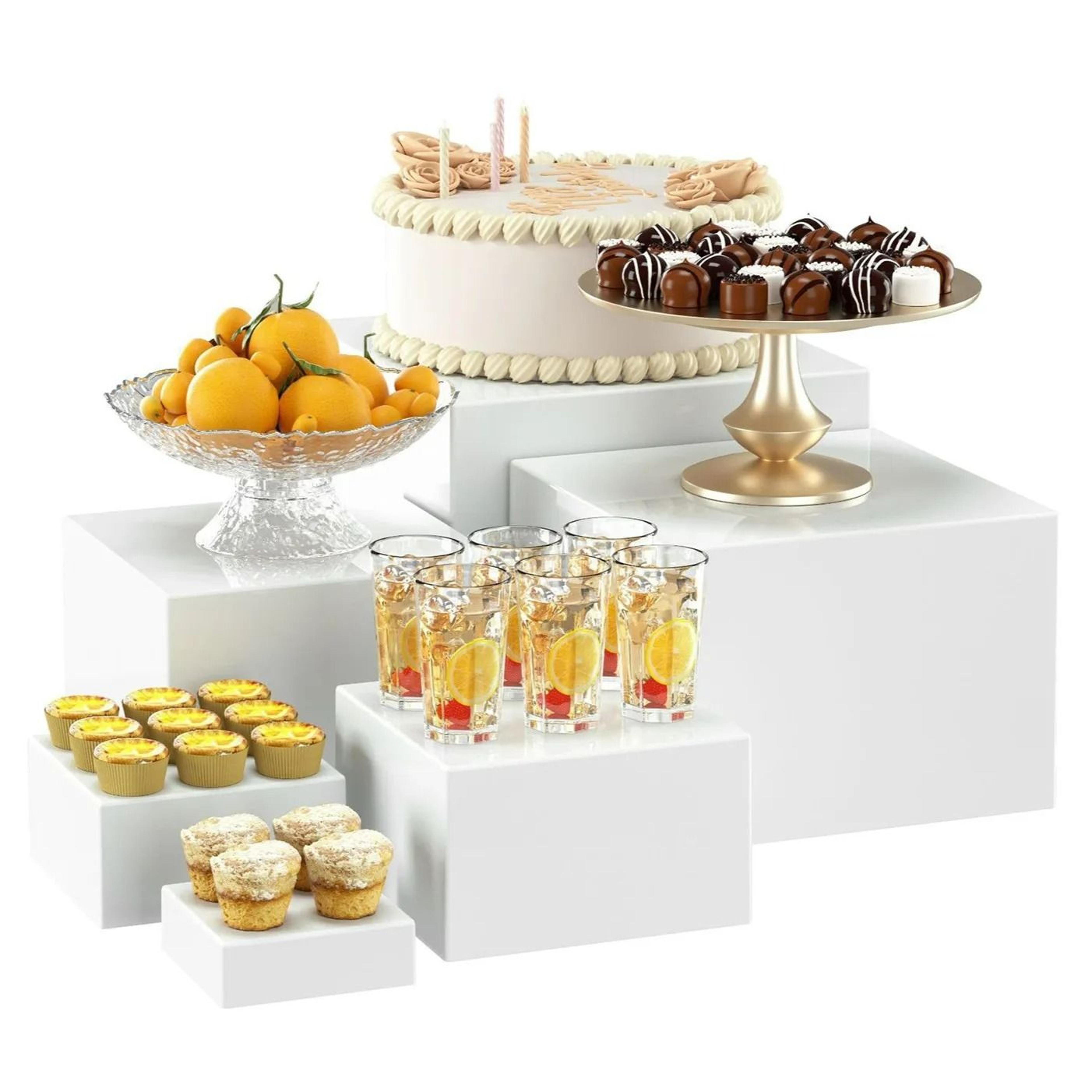 6-piece acrylic buffet riser food display stands set