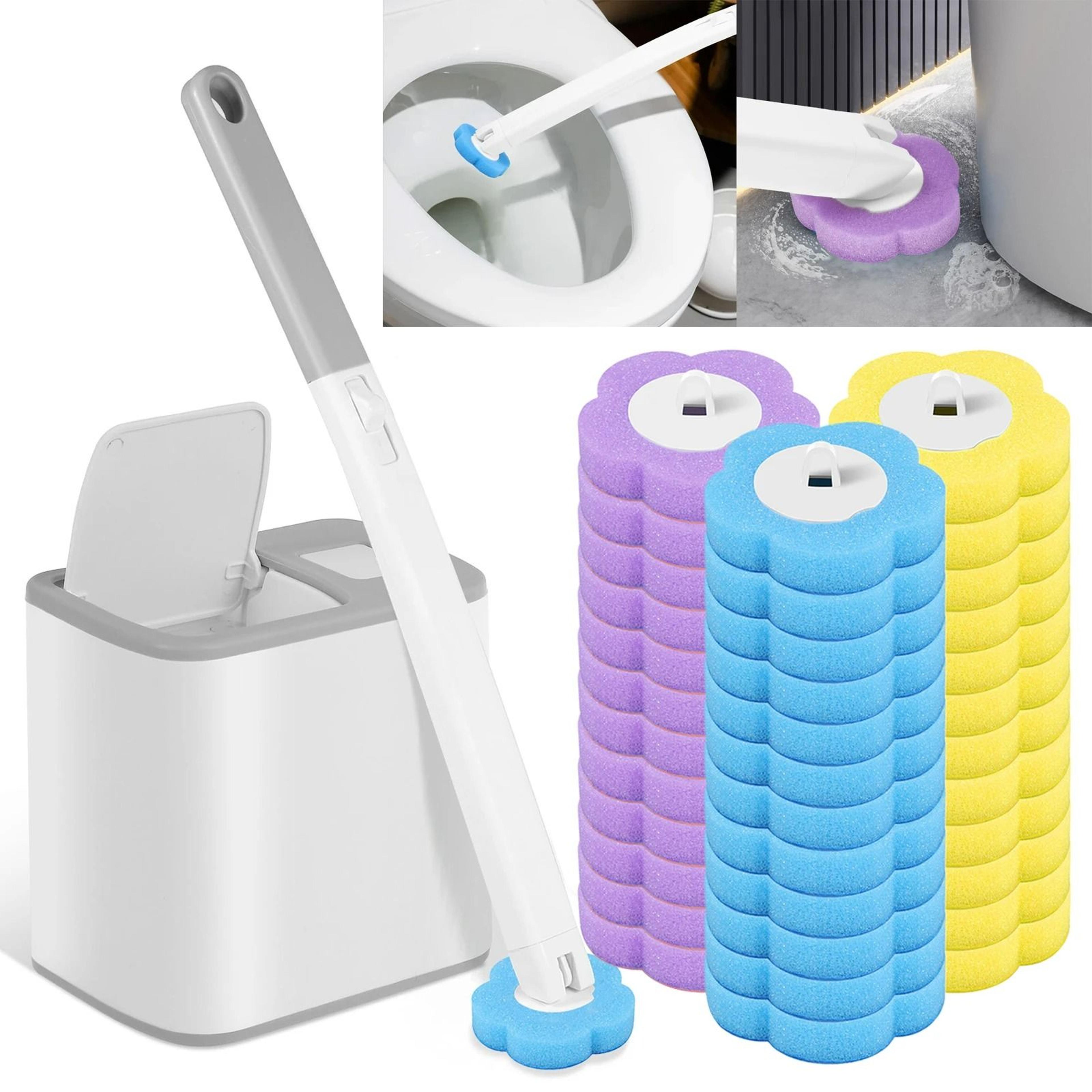 disposable toilet brush cleaning kit with auto-opening lid base