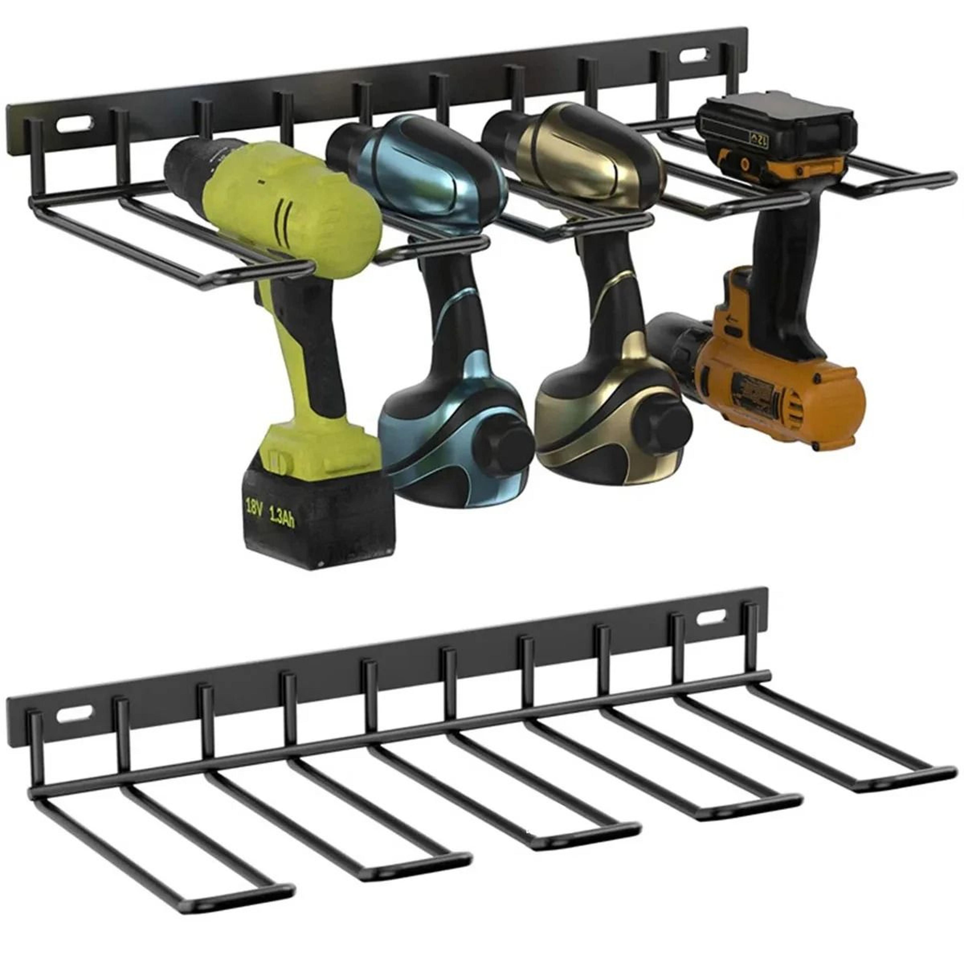 wall-mounted power tool rack & heavy-duty drill holder
