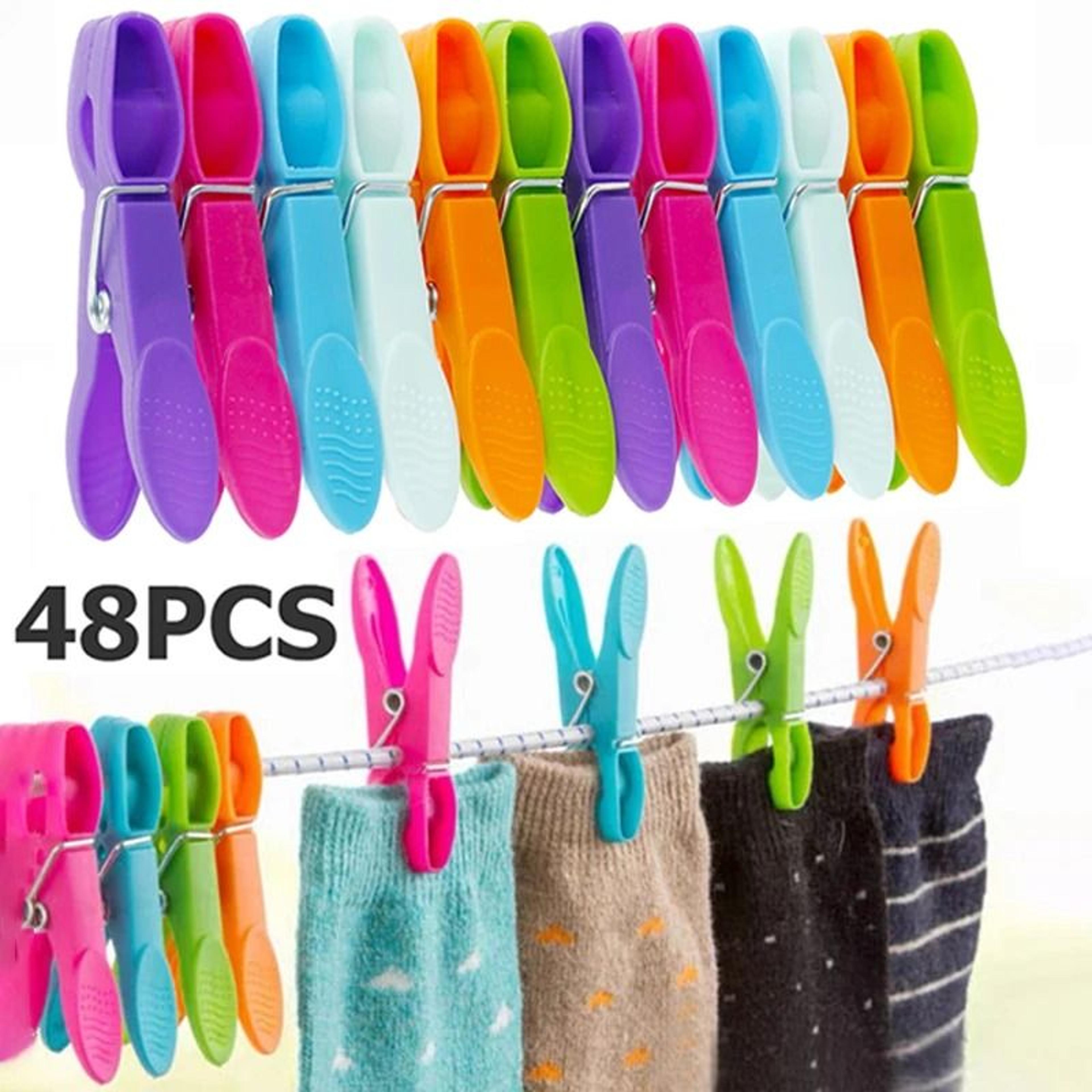 48-piece heavy-duty windproof clothes pegs set